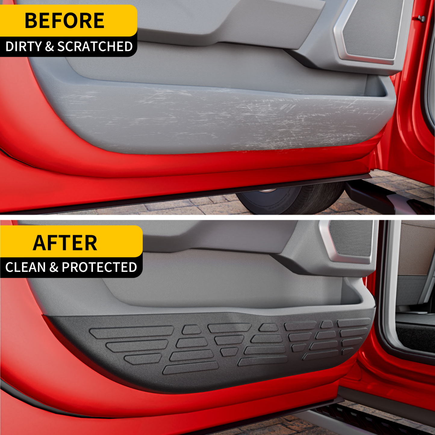 Maxzina Car Door Anti Kick Pads Compatible with 2021-2025 Ford F150 Side Door Protective Cover Front & Rear TPE Inner Anti-Kick Panel Sticker Trim Protector 4PCS for 2024 F-150 Accessories