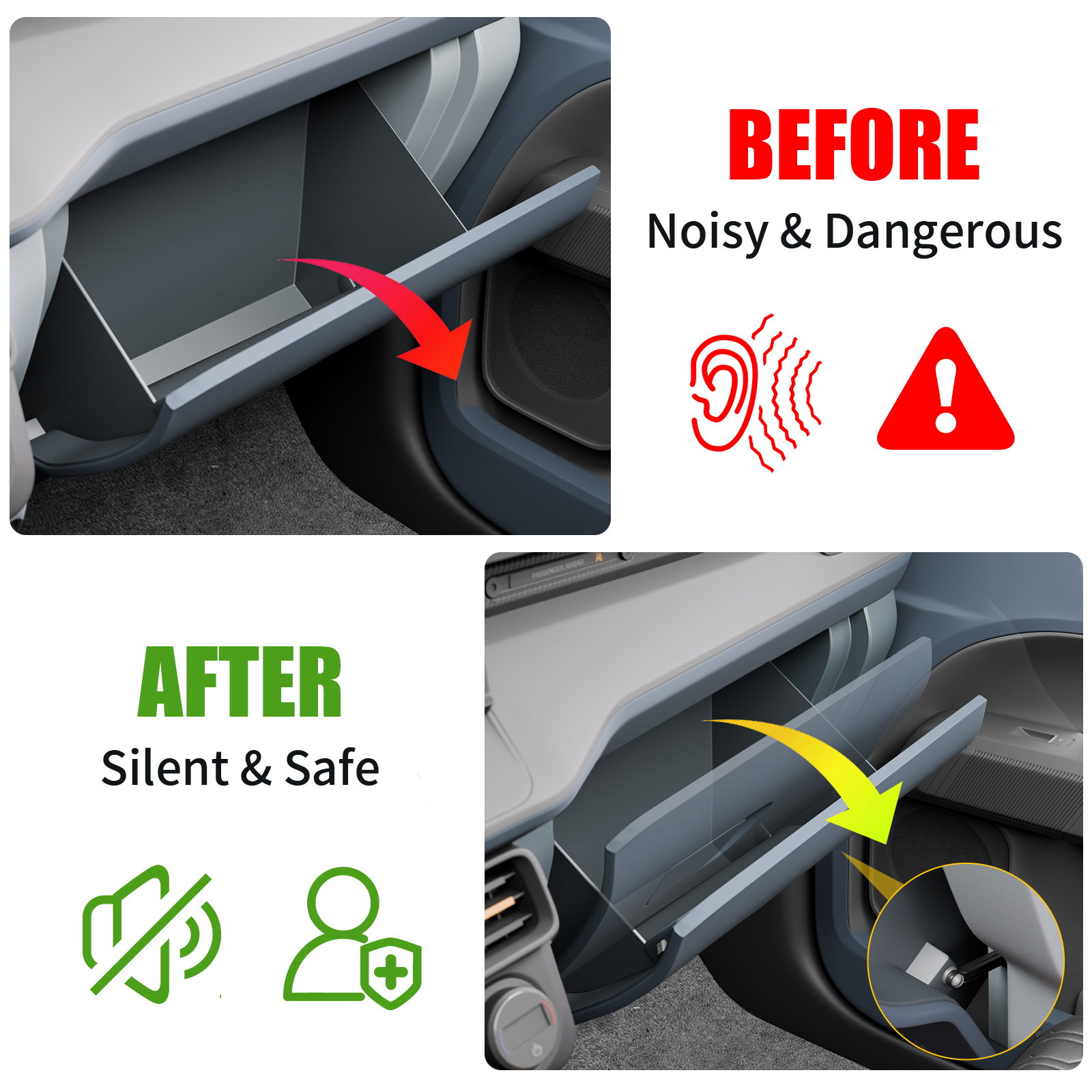 Maxzina Car Glove Box Soft Open Damper Compatible with 2022-2025 2026 Ford Maverick Passenger Side Glove Box Support Damper Release Shock Support Stop for 2024 Maverick Accessories