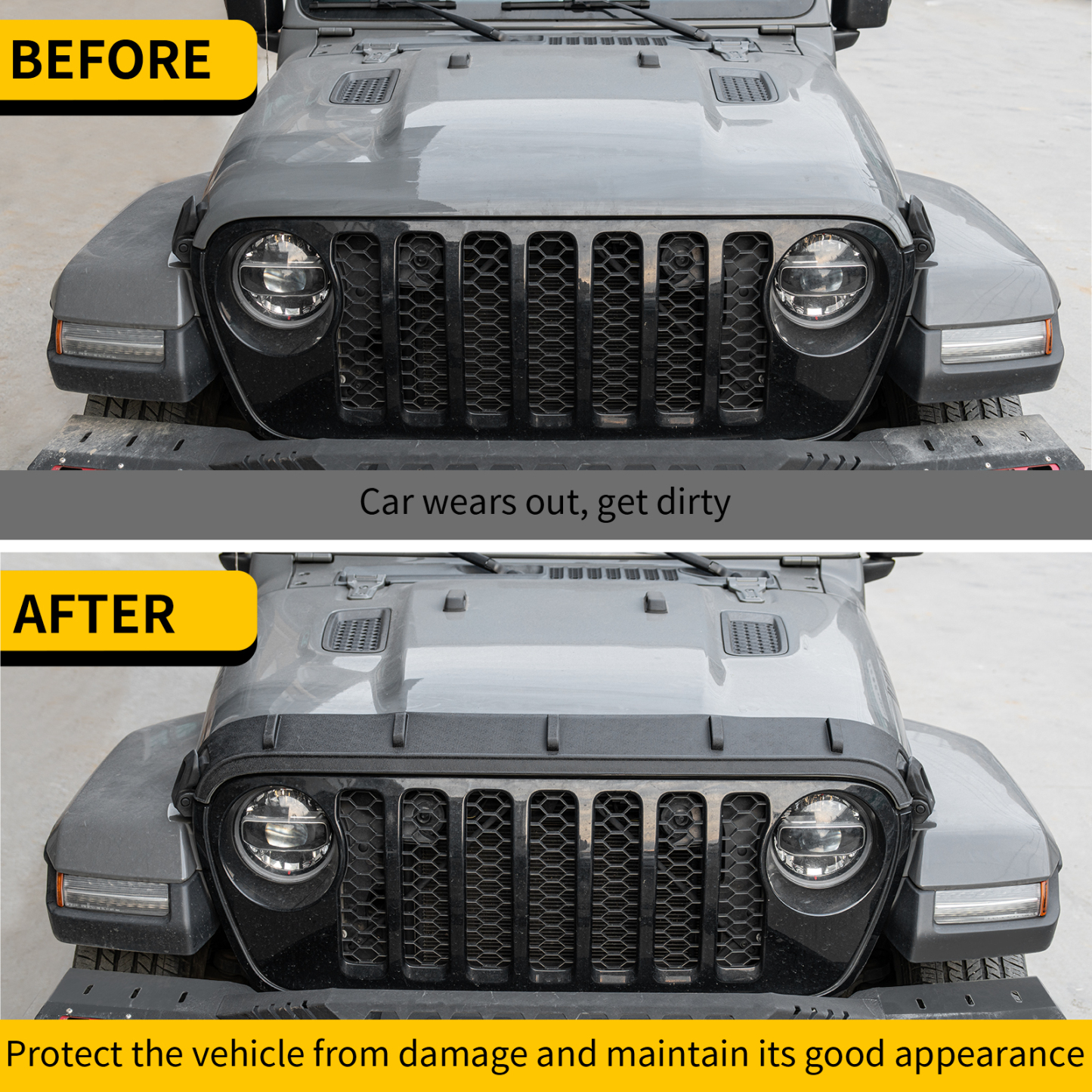 Maxzina TPE Hood Protector Compatible with 2020+ Jeep Gladiator JT 2018+ Jeep Wrangler JL Hood Shield TPE Hood Deflector Hood Guard for 2025 2026 Gladiator Wrangler JL Accessories