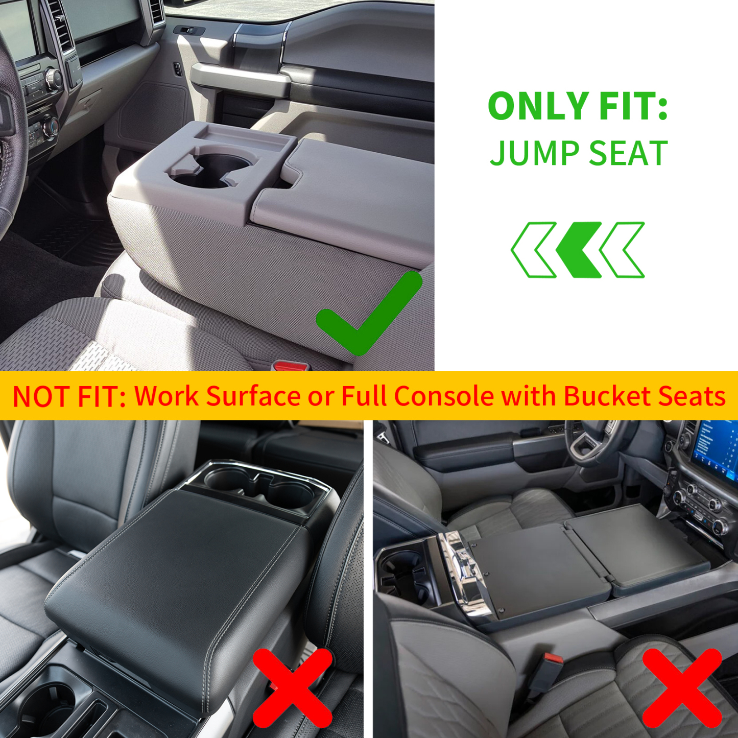 Maxzina Front Center Seat Headrest Organizer Compatible with 2011-2025 2026 Ford F150 F250 F350 F450 F550 F650 (Only for Jump Seat Console) Coin Container Storage Box with Non-Slip Silicone Pad