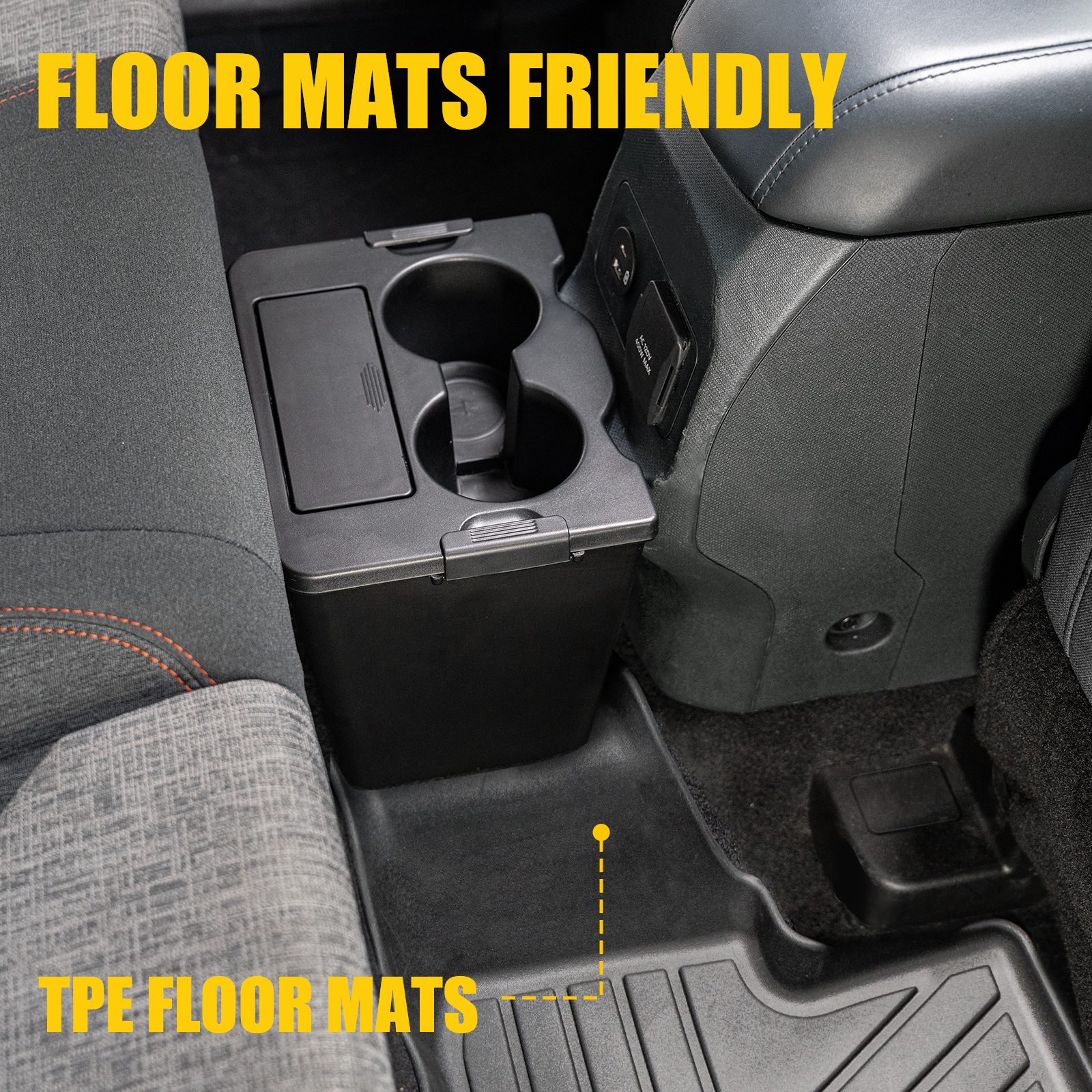 Maxzina Trash Can Compatible with 2022-2024 2025 2026 Ford Maverick Multi-Function Trash Bin with Cup Holder Trash Bin Extra Rear Storage Box 2025 Maverick Accessories