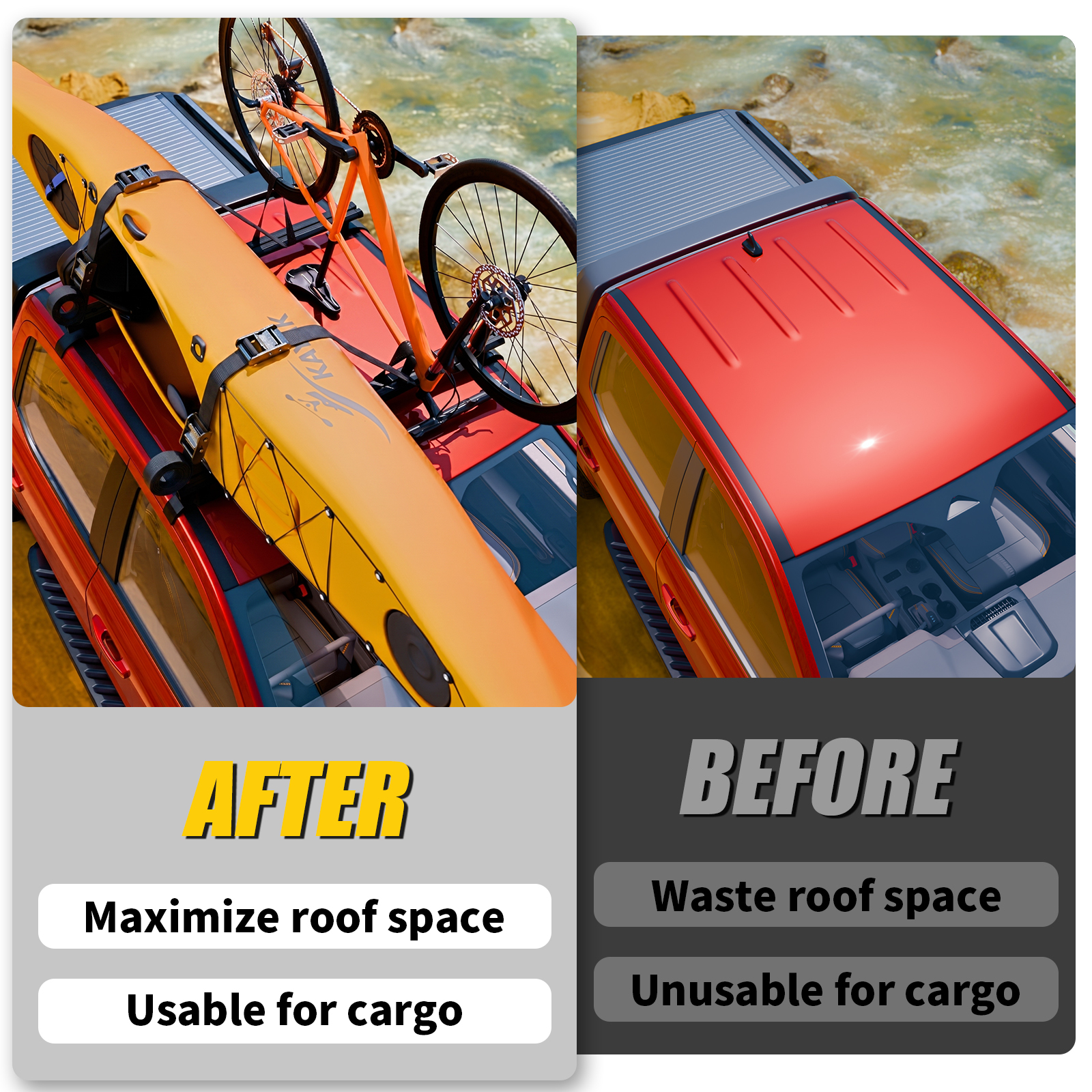 Maxzina 220lbs Roof Rack Cross Bars Compatible with 2019-2026 Ford Ranger | 48'' Aluminum Alloy T-Slot Truck Crossbars Roof Rack Rails Rooftop Luggage Cargo Carrier for 2025 Ranger Accessories