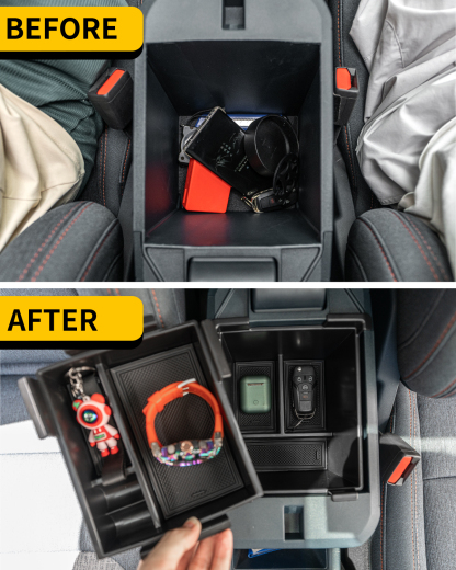 Maxzina 2022 2023 2024 2025 Ford Maverick Center Console Organizer ABS Plastic Armrest Storage Box with Silicone Pad 