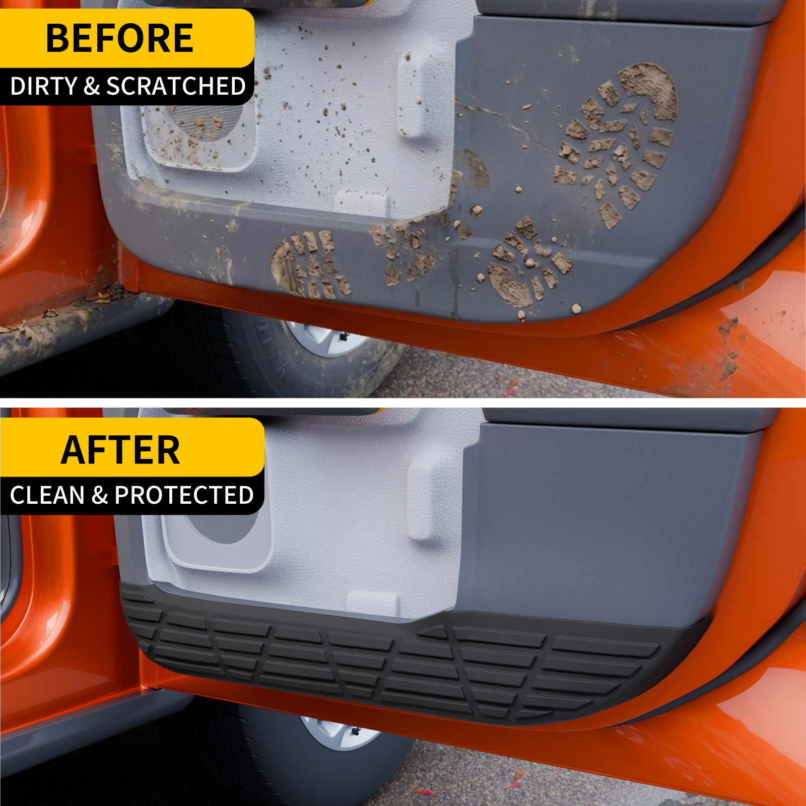 Maxzina Car Door Anti Kick Pads Compatible with 2022-2025 Ford Maverick (Not for 2026) Side Door Protective Cover Front & Rear TPE Inner Anti-Kick Panel Sticker Trim Protector 4PCS for 2024 Maverick Accessories