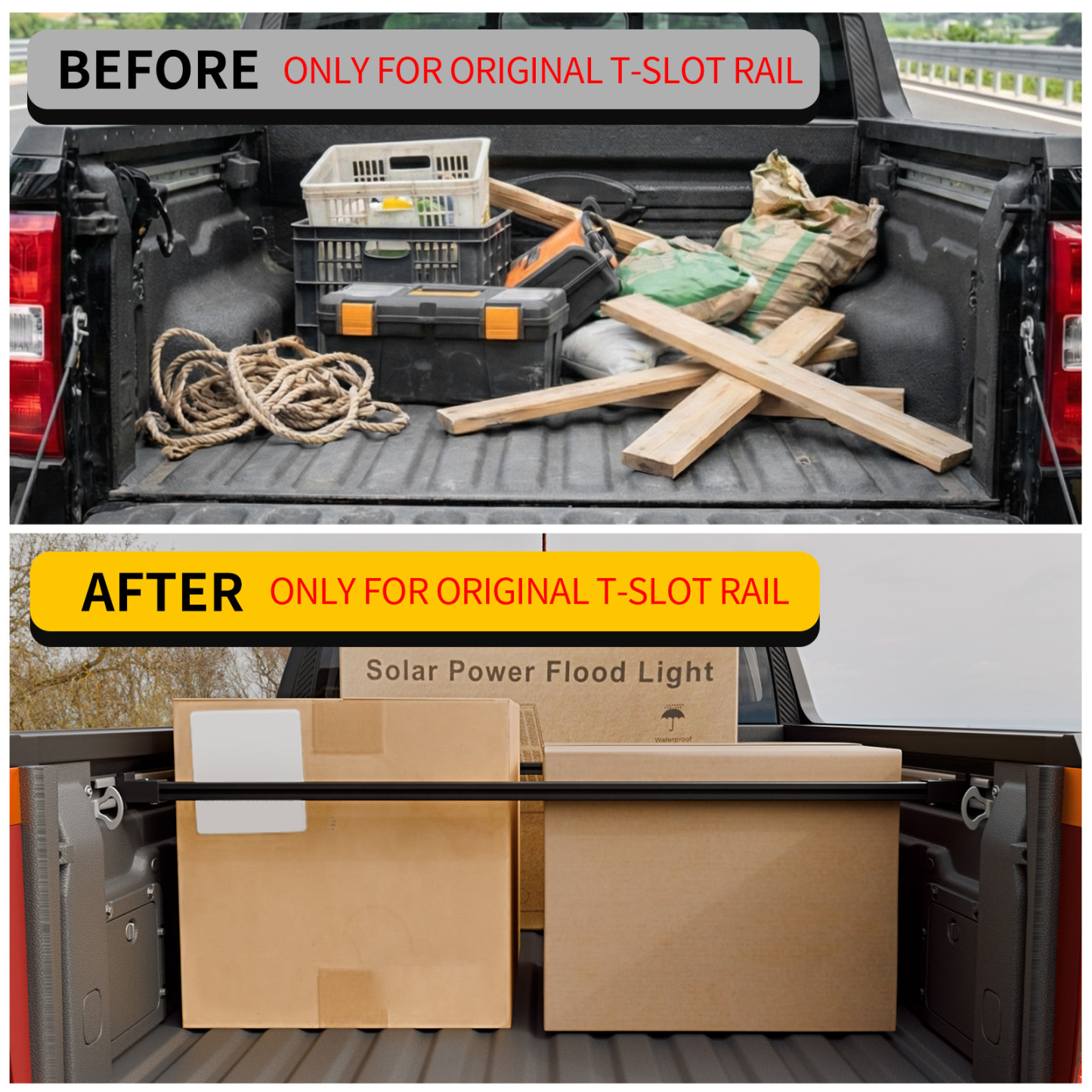 Maxzina Side Rail Cargo Bars Compatible with 2022-2025 2026 Ford Maverick Cargo Divider Bars Truck Bed Side Rail Sliding T-Slot Crossbars for 2024 Maverick Accessories (2PCS)