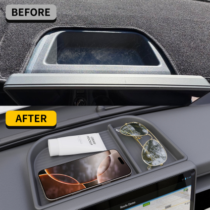 Maxzina Dashboard Storage Organizer for 2025 Ford Maverick Silicone Dash Insert Tray Behind Screen Dashboard Storage Box