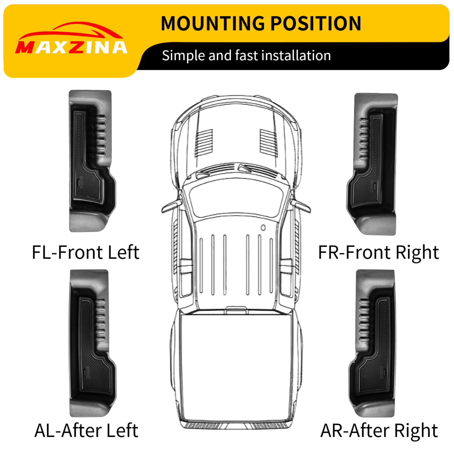 Maxzina Door Handle Storage Compatible with 2022-2025 Ford Maverick ABS Plastic Door Side Storage Tray with PVC Pads Side Organizer
