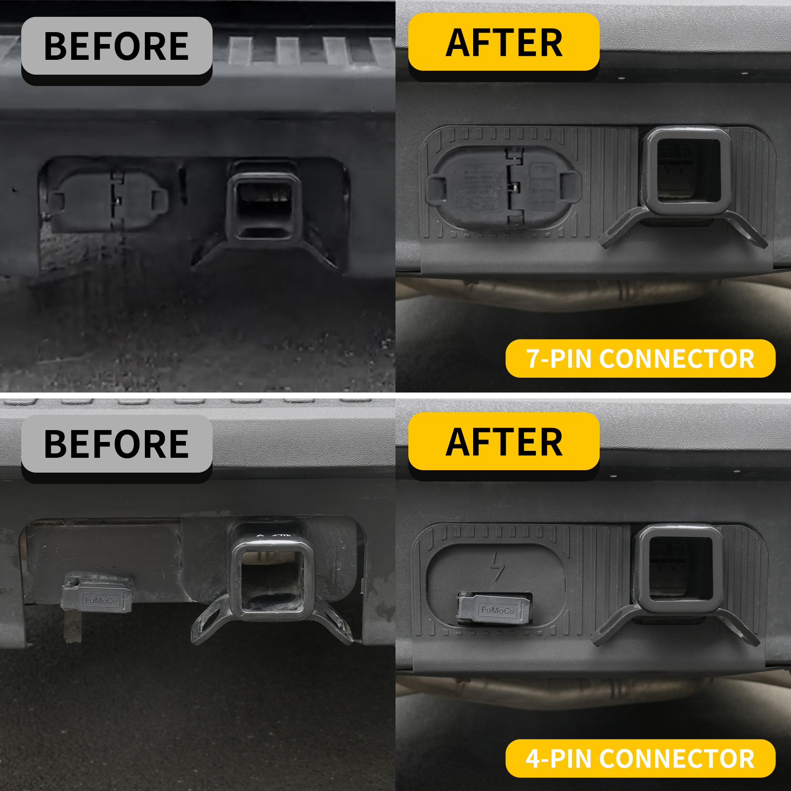 Maxzina Rear Bumper Cover Plate Compatible with 2022-2025 Ford Maverick (Not for Lobo) Trailer Hitch Surround Protection Cover Weatherproof with 4-Pin 7-Pin Connectors