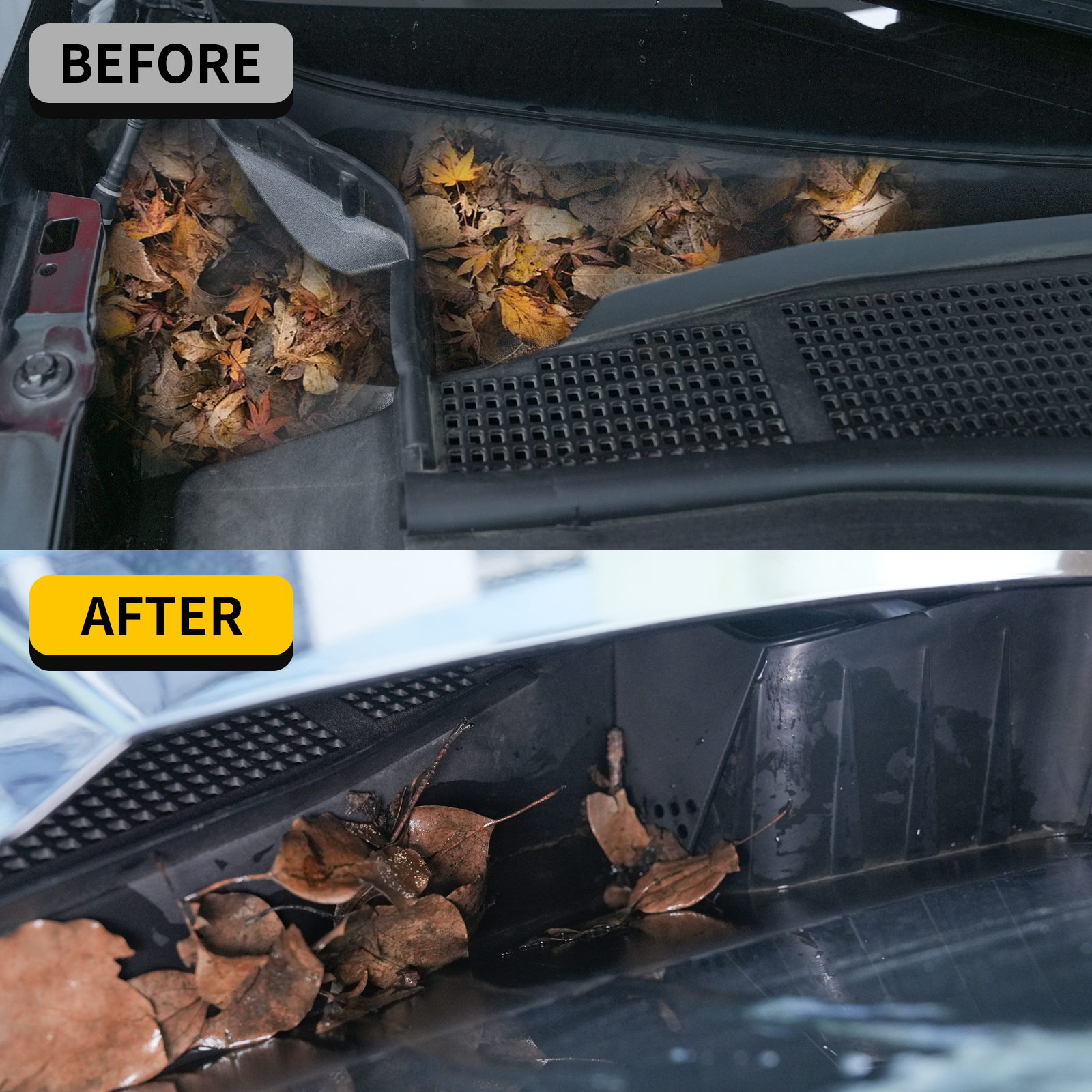 Maxzina Hood Water Barrier Compatible with 2022-2025 Ford Maverick Hood Water Drain Grille Front Trunk Water Channel Debris Filter Anti Clogging Grid 2PCS