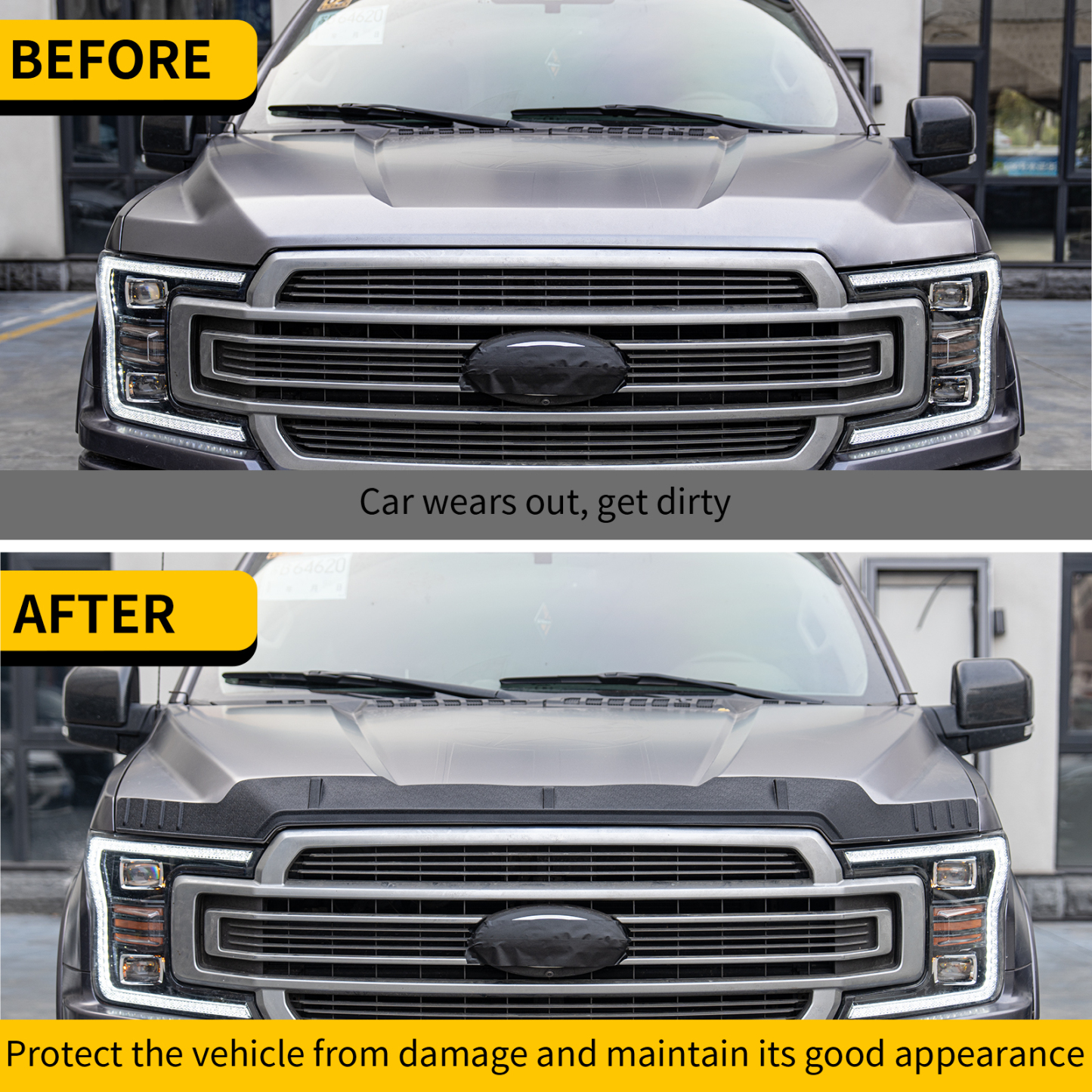 Maxzina Hood Protector Compatible with 2015-2020 Ford F150 Hood Shield TPE Hood Deflector Hood Guard