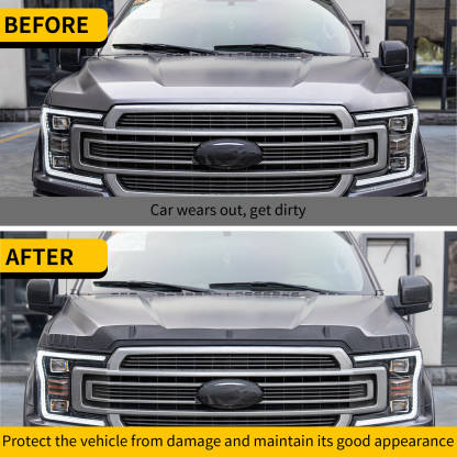Maxzina Hood Protector Compatible with 2015-2020 Ford F150 Hood Shield TPE Hood Deflector Hood Guard
