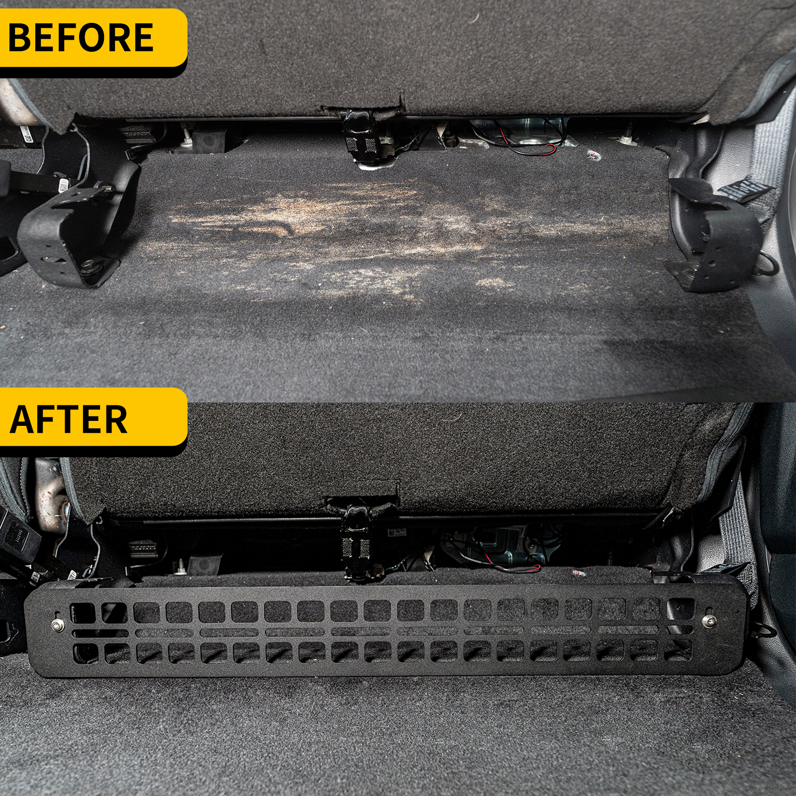 Maxzina Seat Bottom Divider Panel Compatible with Ford F150 2015+ Raptor 2015+ Super Duty 2017+ Under Seat Molle Panel Second Row Storage Panel 2nd Row Under Seat Organizer