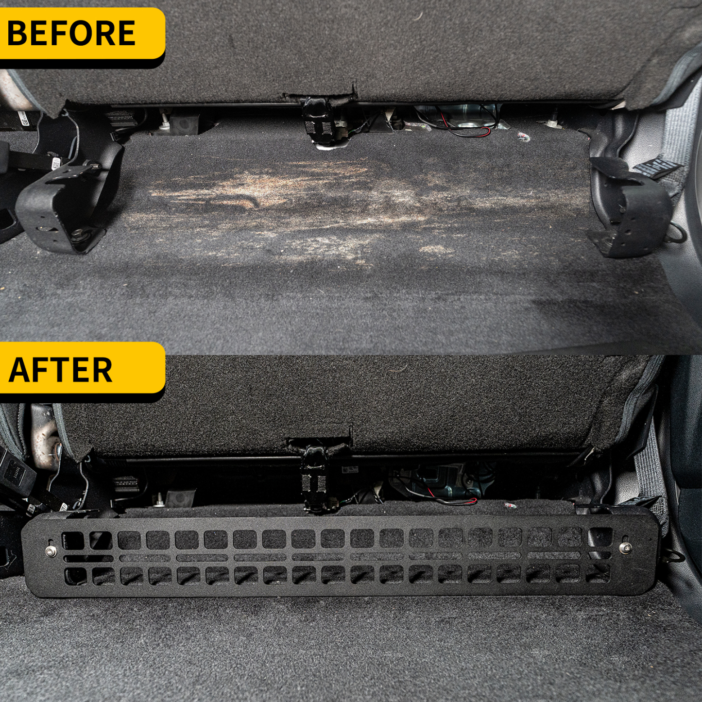 Maxzina Seat Bottom Divider Panel Compatible with Ford F150 2015+ Raptor 2015+ Super Duty 2017+ Under Seat Molle Panel Second Row Storage Panel 2nd Row Under Seat Organizer