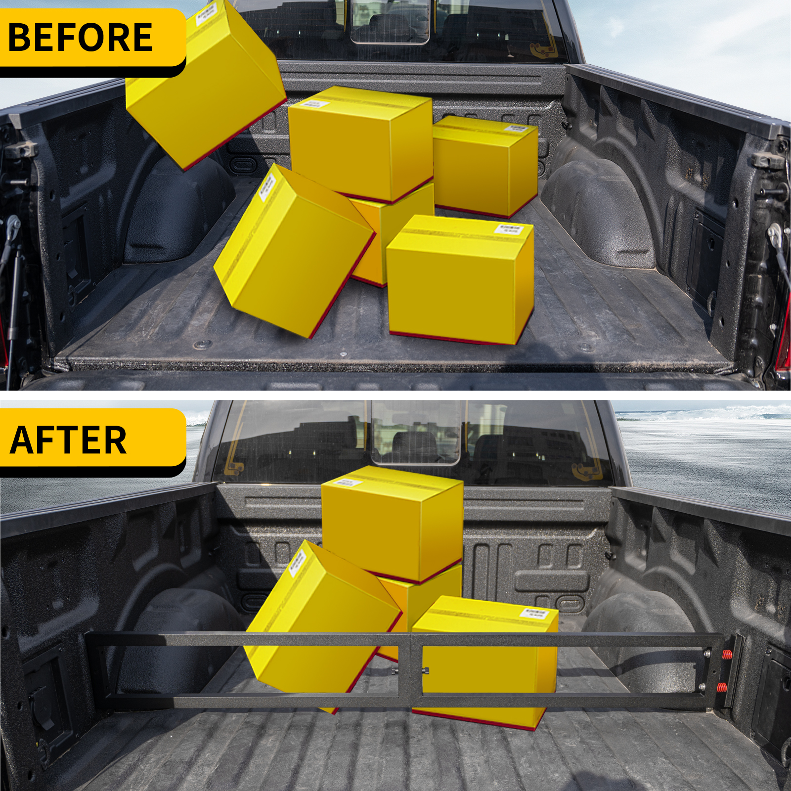 Maxzina Truck Bed Divider Compatible with 2024 2025 Ford F150 Cargo Divider Trunk Organizer Aluminum Alloy Luggage Divider Replacement