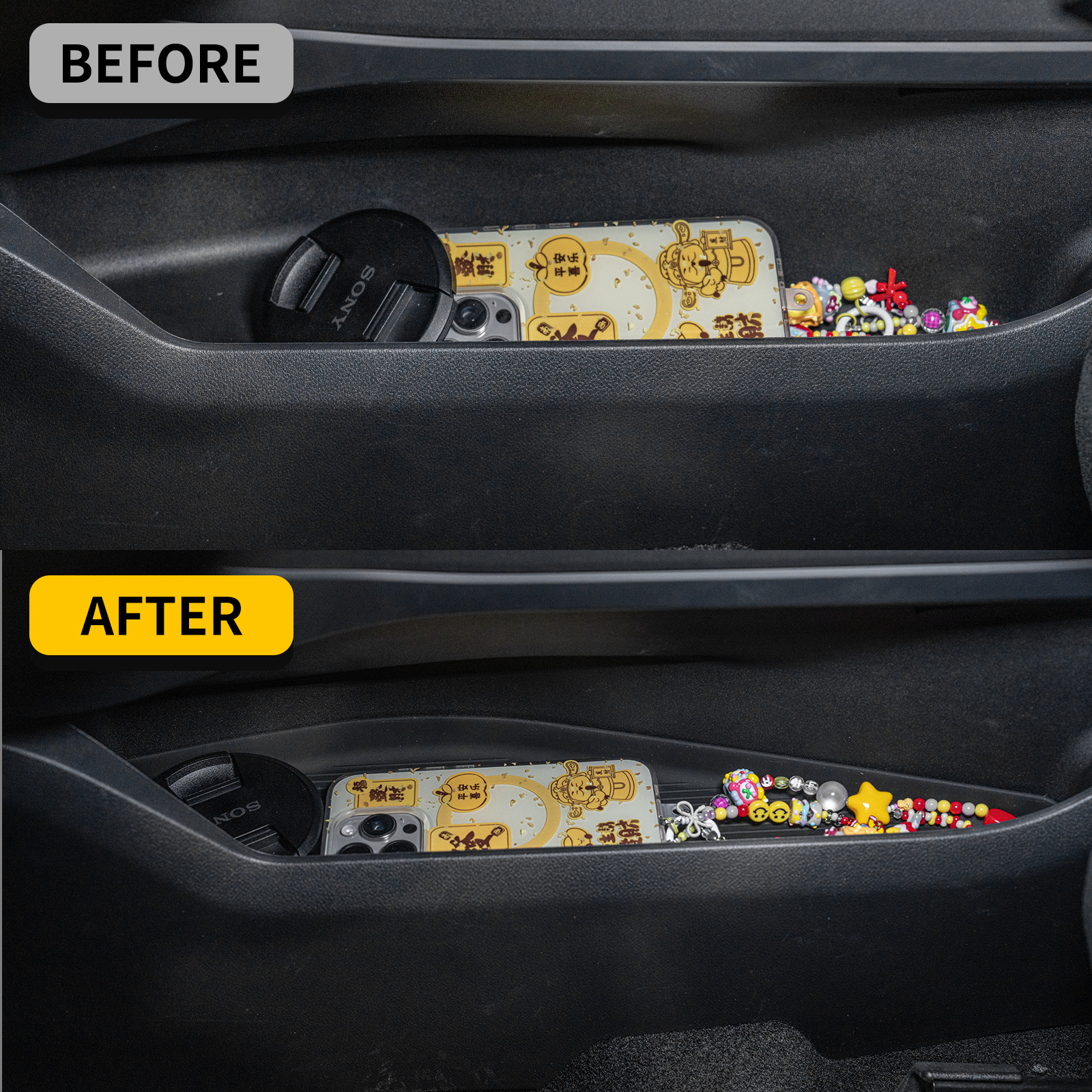 Maxzina Gear Shift Side Storage Compatible with 2021-2025 Ford F150 Center Console Side Lower Storage Tray Gear Shifter Organizers 2PCS