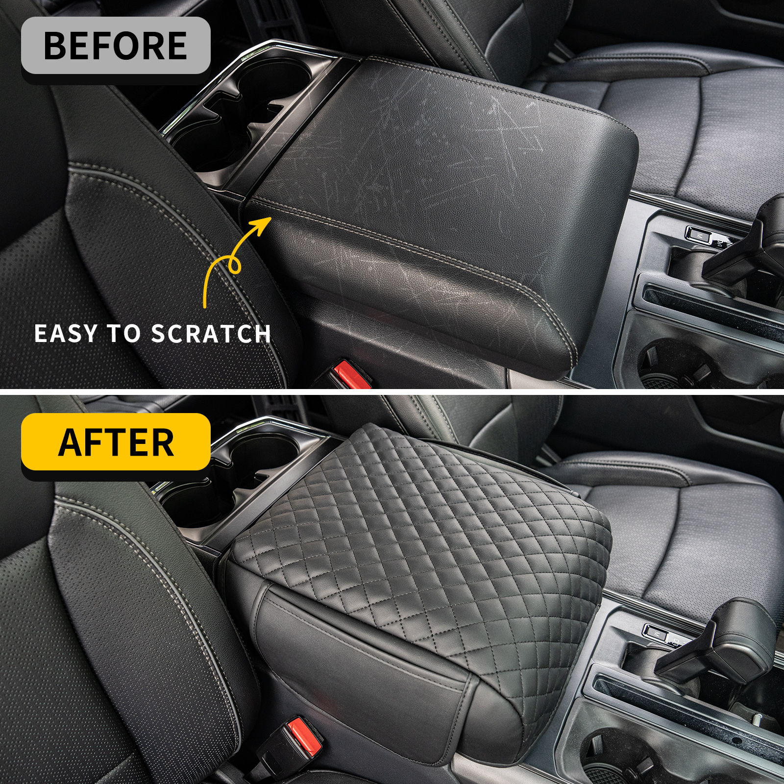 Maxzina Armrest Cover Compatible with 2021-2025 Ford F150 Center Console Cover Waterproof Car Armrest Seat Box Pad for 2024 Ford F-150 Accessories (Full Console with Bucket Seats ONLY)