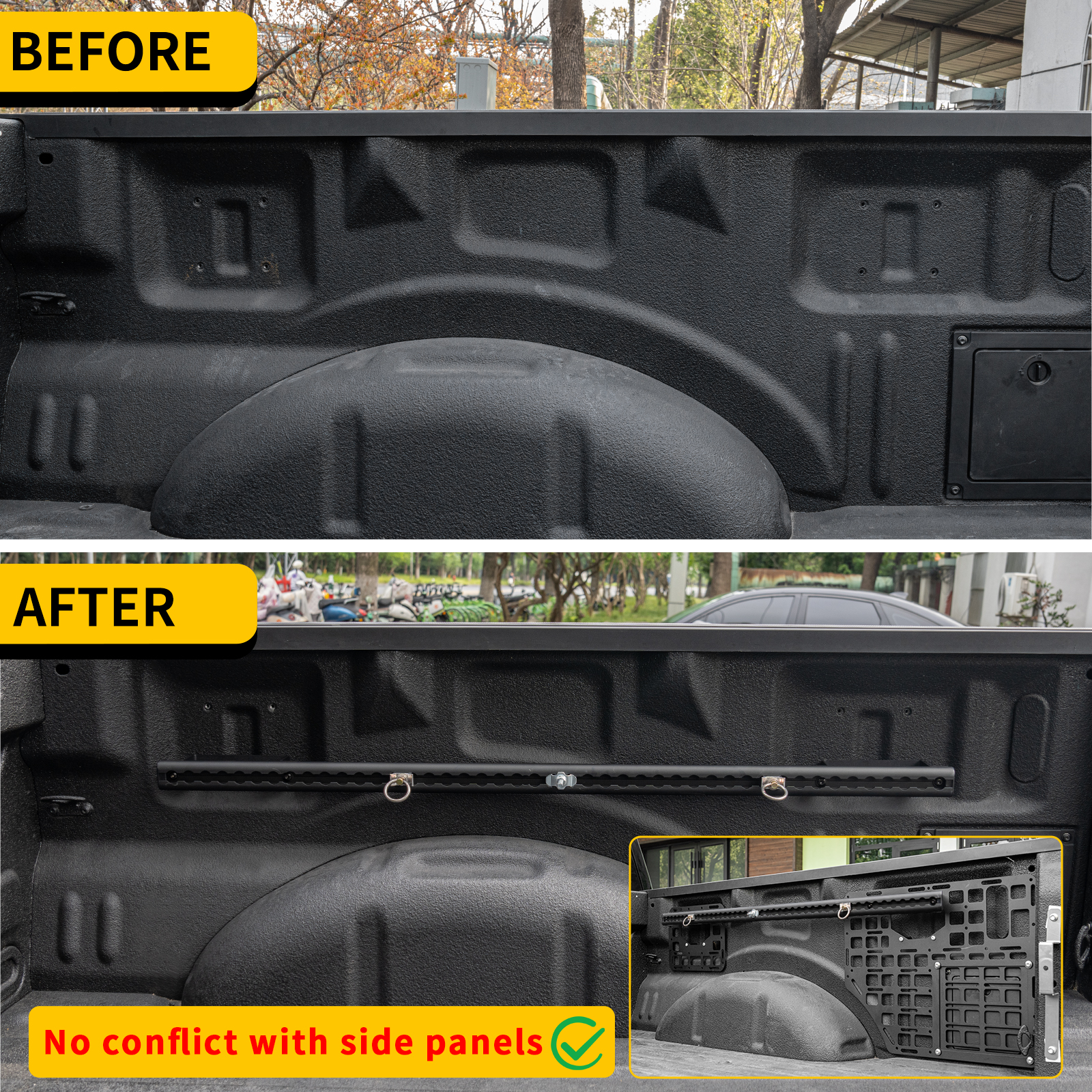 Maxzina Trail Rail System Compatible with 2015-2025 Ford F150 L-Track Side Rail Track Aluminum Alloy Silver Cargo Management Truck Bed Rail Tie Down System