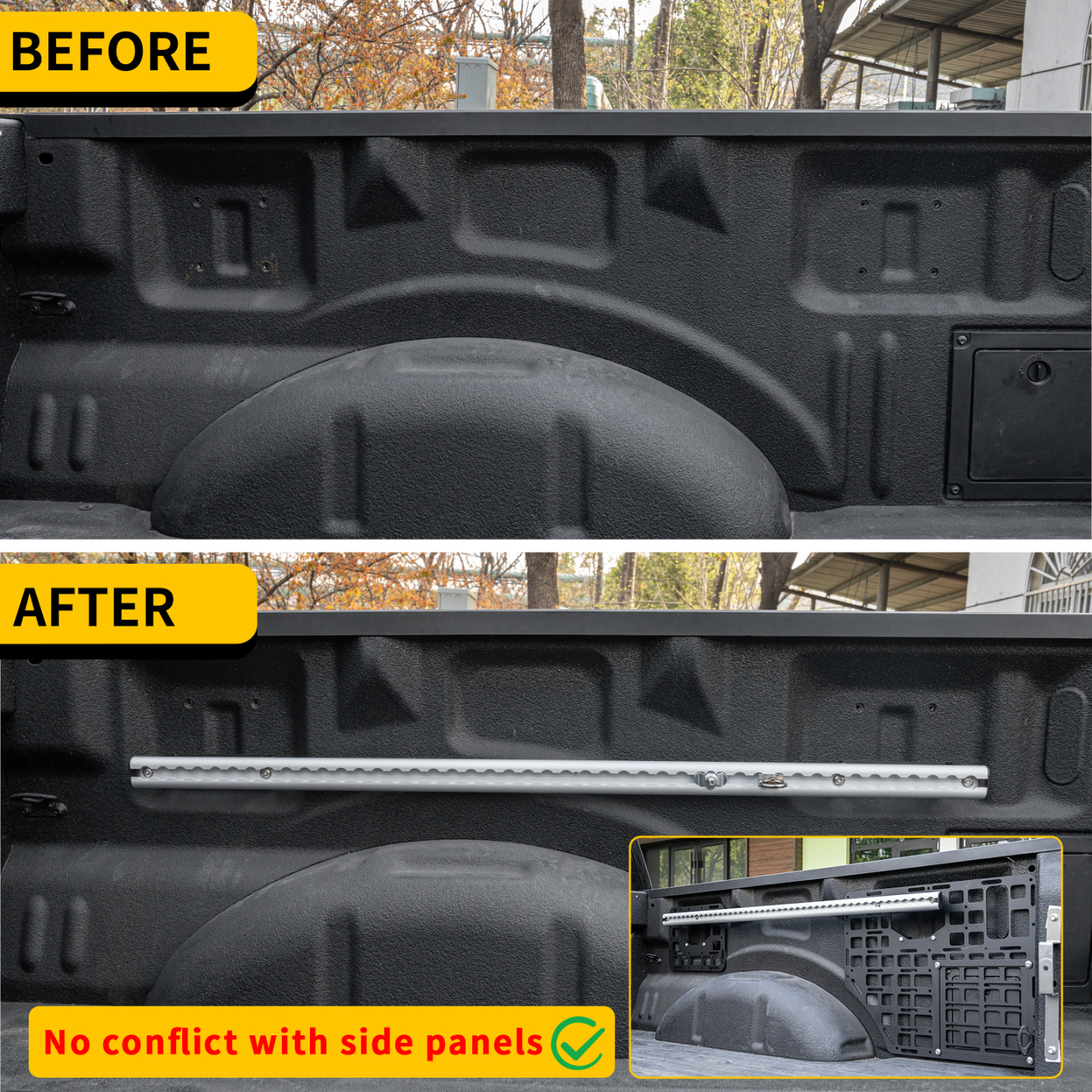 Maxzina Trail Rail System Compatible with 2015-2025 Ford F150 L-Track Side Rail Track Aluminum Alloy Silver Cargo Management Truck Bed Rail Tie Down System