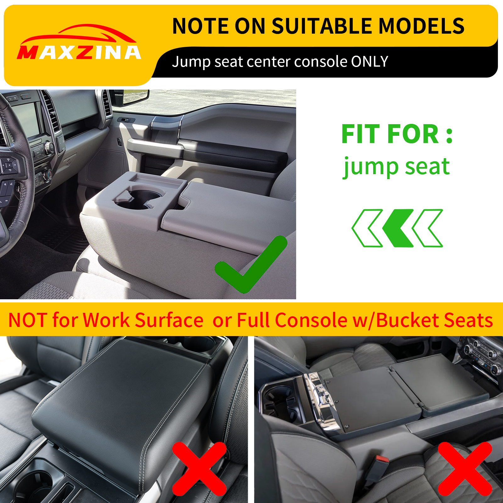 Maxzina Front Center Seat Headrest Organizer Compatible with 2011-2025 Ford F150 F250 F350 F450 F550 F650 (Only for Jump Seat Console) Coin Container Storage Box with Non-Slip Silicone Pad