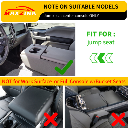 Maxzina Front Center Seat Headrest Organizer Compatible with 2011-2025 Ford F150 F250 F350 F450 F550 F650 (Only for Jump Seat Console) Coin Container Storage Box with Non-Slip Silicone Pad
