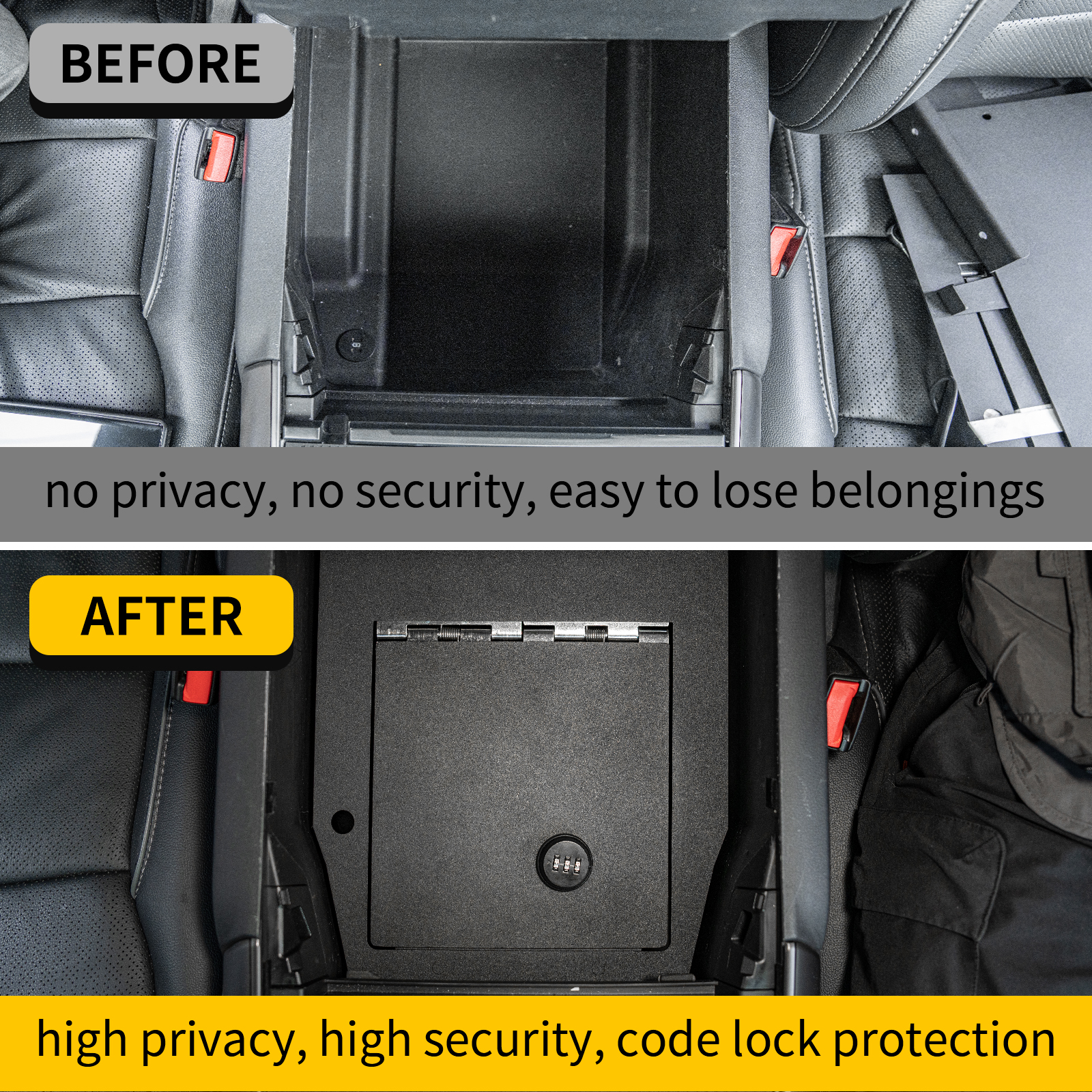 Maxzina Center Console Safe Lock Box Compatible with 2021-2025 Ford F150 Armrest Security Organizer Center Console Safe Vault Lockbox with 3 Digit Combo Password