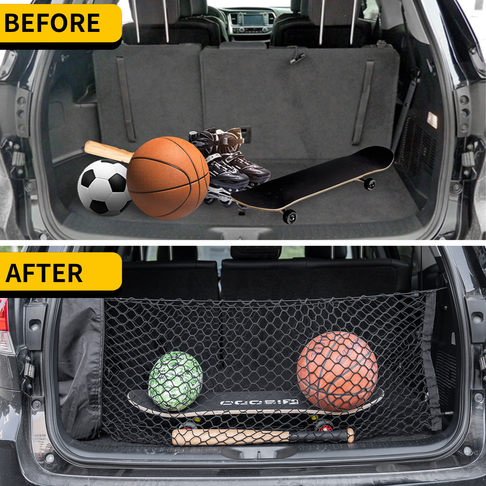 Maxzina Cargo Net Compatible with 2023-2025 Honda Pilot Truck Bed Cargo Net 3.28'×1.05' Double Layer Envelope Style Dense Mesh Trunk Organizer