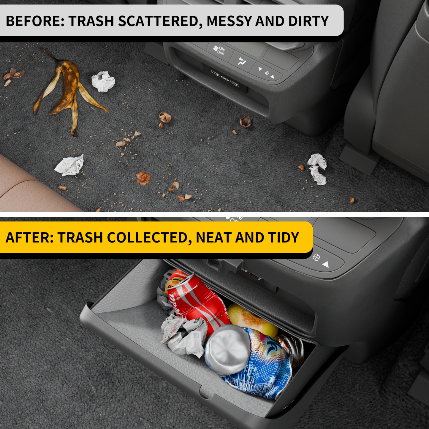 Maxzina Trash Can Compatible with 2023-2025 Honda Pilot Foldable Trash Bin Expandable Garbage Can Stick-On Trash Bin Extra Rear 2nd Row Storage Box for 2024 Pilot Accessories