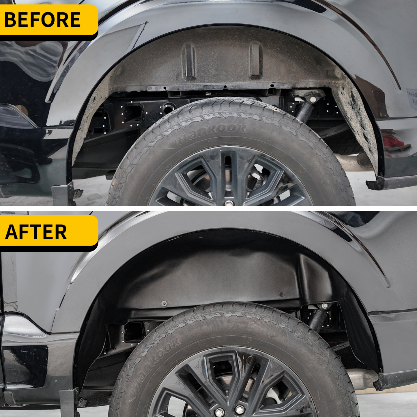 Maxzina Rear Wheel Well Liners Compatible with 2021-2025 Ford F150 (Not for Raptor) Rear Wheel Arch Liners No Drilling Well Guards Tire Inner Fenders