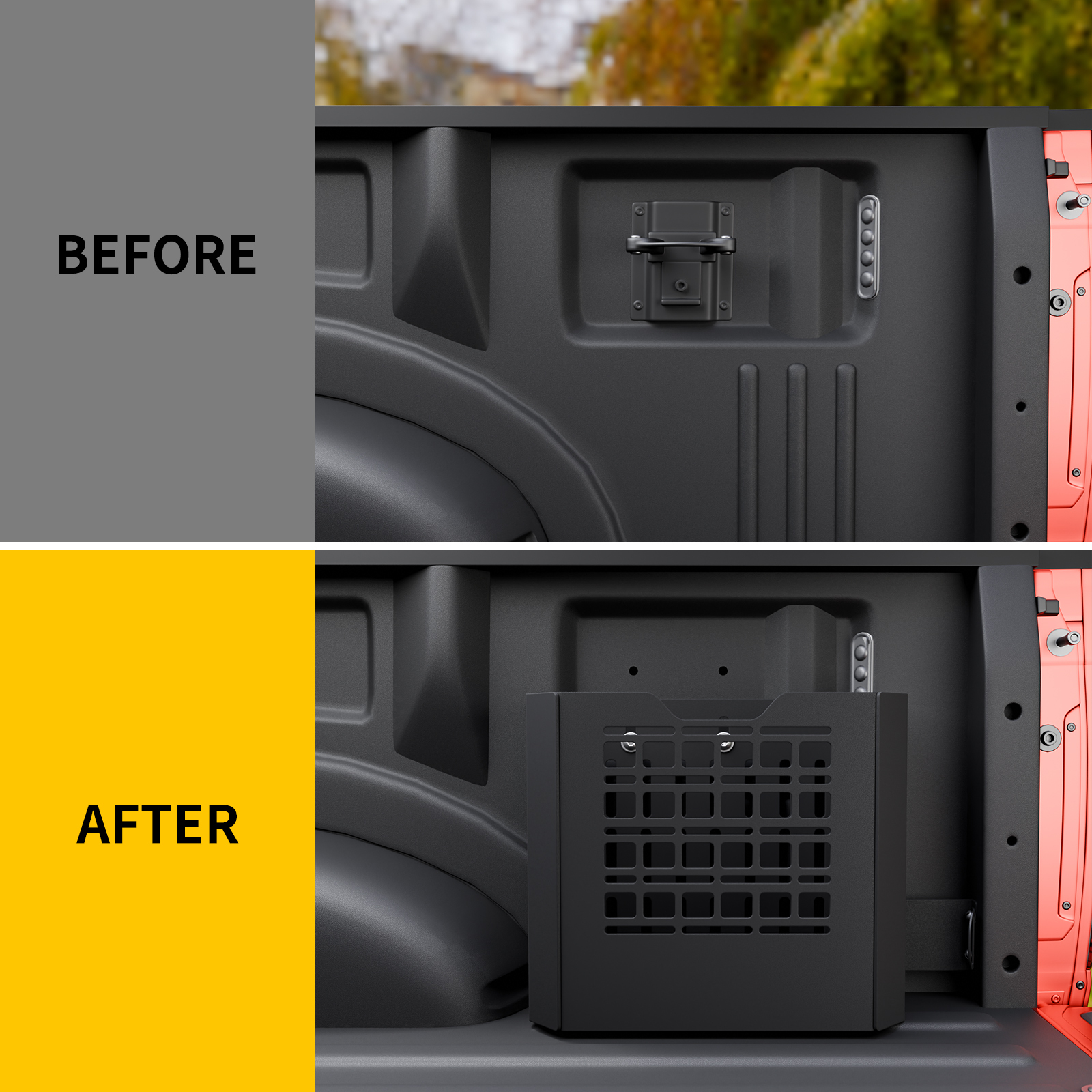 Maxzina Truck Bed Storage Box Compatible with 2015-2025 Ford F150 Pickup Tool Storage Box 22L Side Bed Toolbox Right Passenger Side Heavy-Duty Carbon Steel Toolbox for 2024 F-150 Accessories