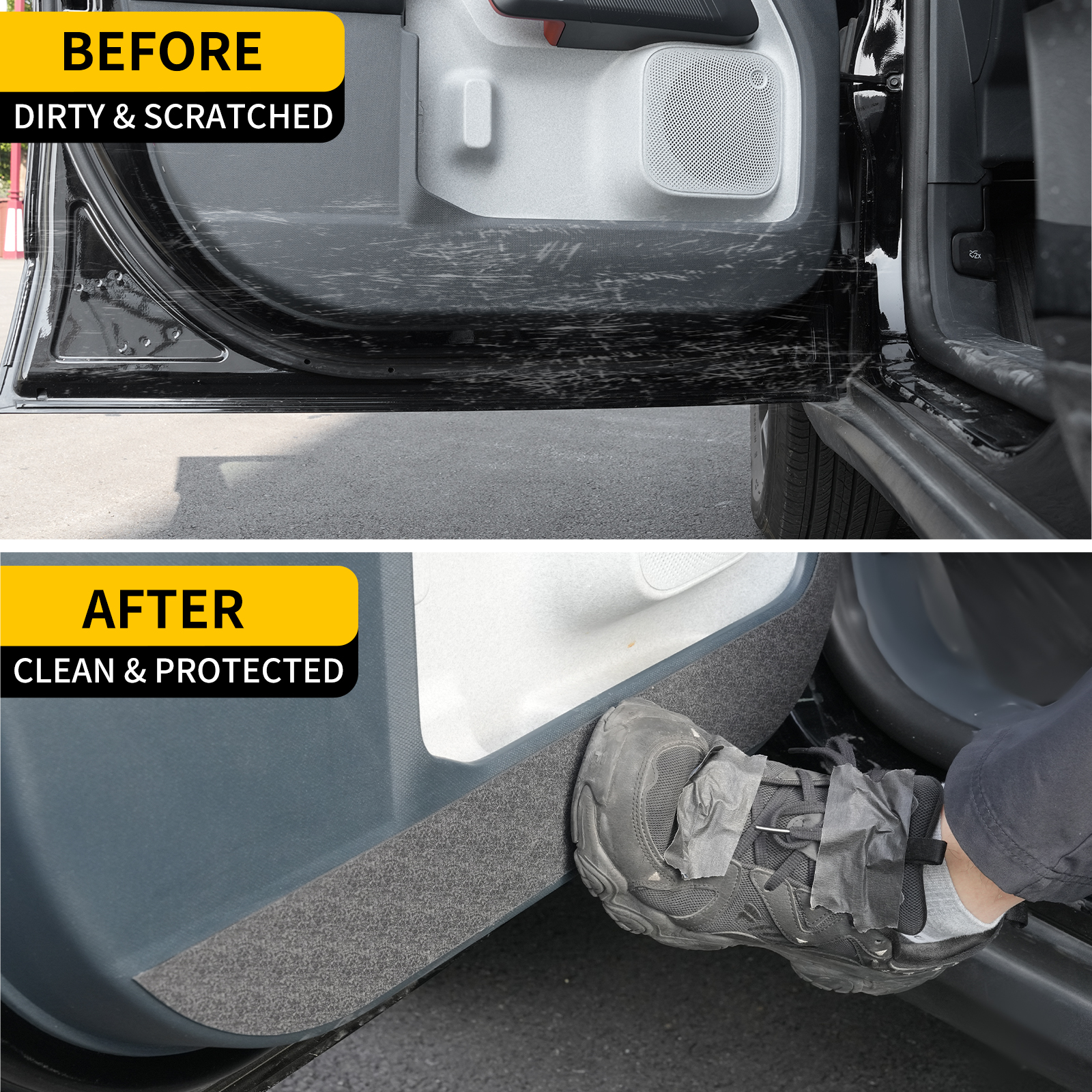 Maxzina Car Door Anti Kick Pads Compatible with 2022-2025 Ford Maverick Side Door Protective Cover Front & Rear TPE Inner Anti-Kick Panel Sticker Trim Protector 4PCS for 2024 Maverick Accessories