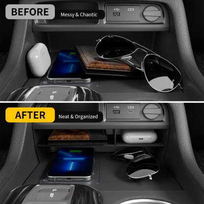 Maxzina Center Console Insert Divider Compatible with 2023-2025 Honda Pilot 2026 Passport Front Center Console Organizer Double Layer Three Compartment Storage Tray for 2024 Pilot Accessories