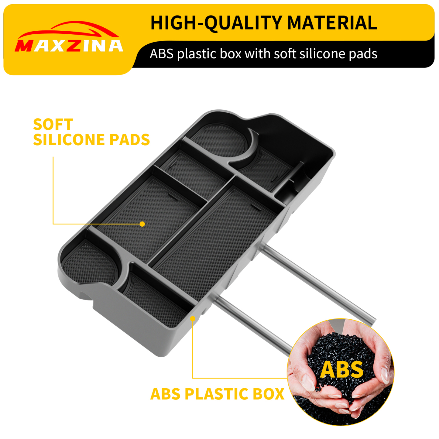 Maxzina Front Center Seat Headrest Organizer Compatible with 2011-2025 Ford F150 F250 F350 F450 F550 F650 (Only for Jump Seat Console) Coin Container Storage Box with Non-Slip Silicone Pad