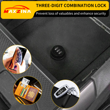 Maxzina Center Console Safe Lock Box Compatible with 2021-2025 Ford F150 Armrest Security Organizer Center Console Safe Vault Lockbox with 3 Digit Combo Password