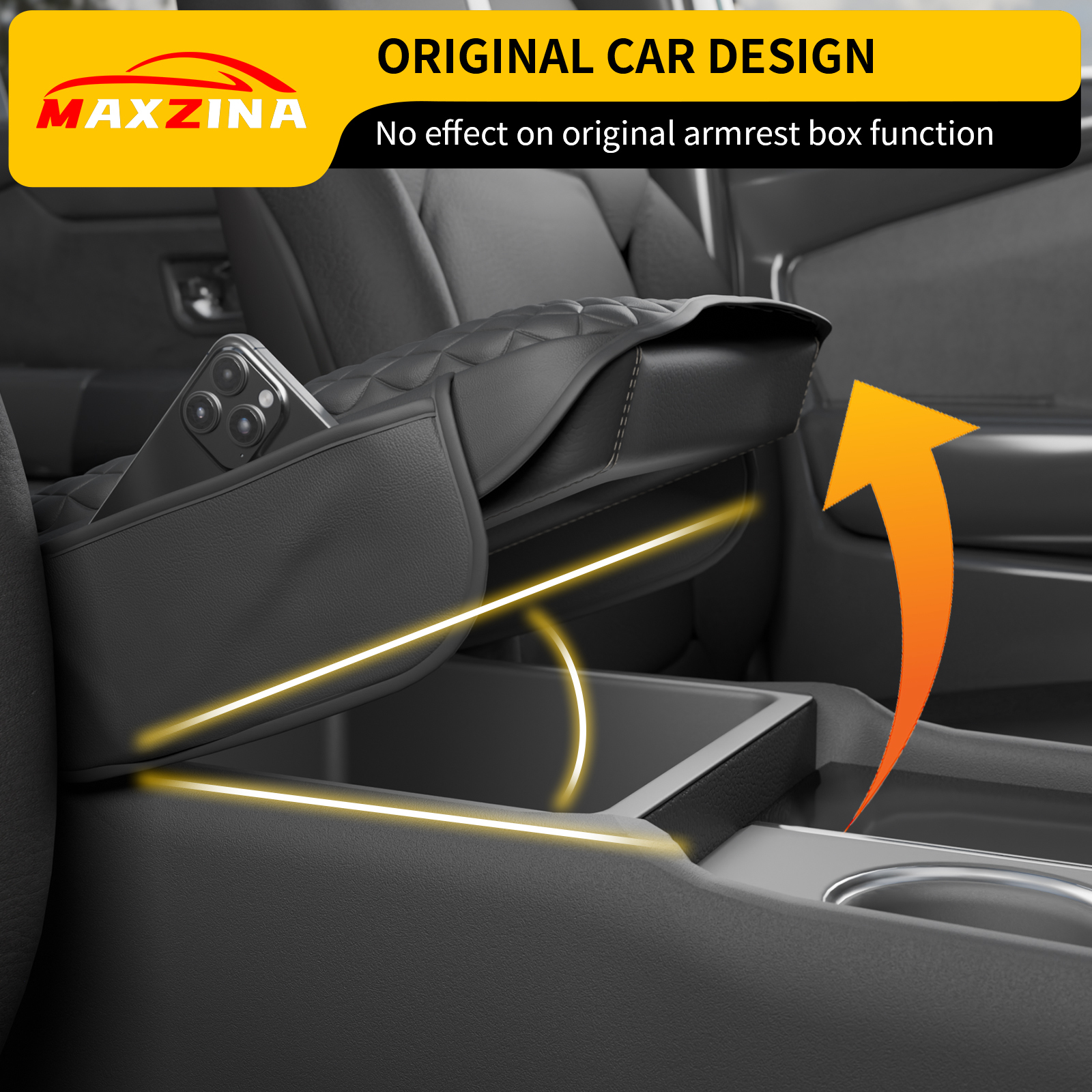 Maxzina Armrest Cover Compatible with 2023-2025 Honda Pilot & 2024-2026 Ridgeline & 2024-2026 Passport Center Console Cover PU Leather Waterproof Car Armrest Seat Box Pad