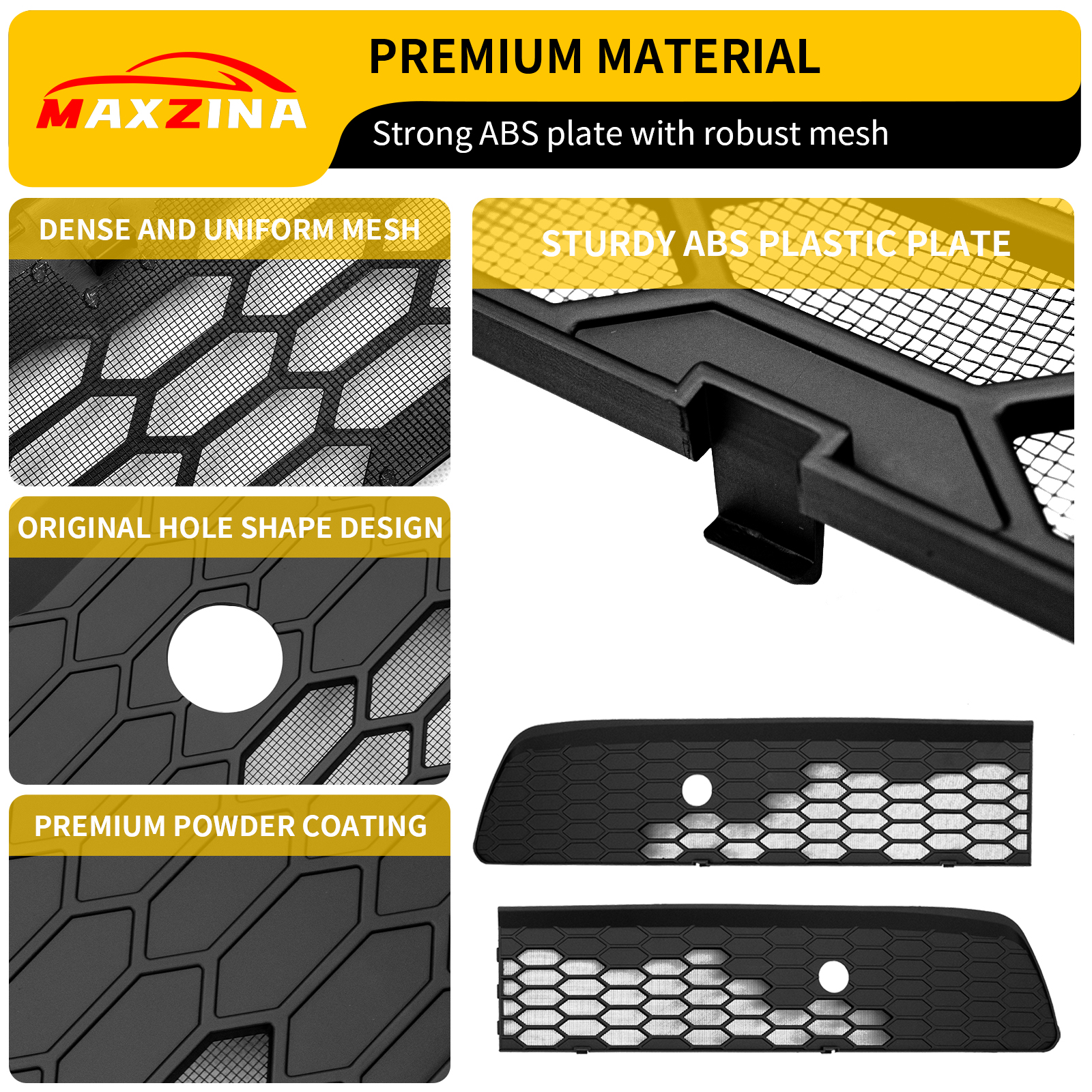 Maxzina Front Bumper Mesh Cover Compatible with 2023-2025 Honda Pilot Front Grill Mesh Cover Lower Grille Guard Air Intake Grid Insert Protection ABS Plastic Bug Deflector for 2024 Pilot Accessories