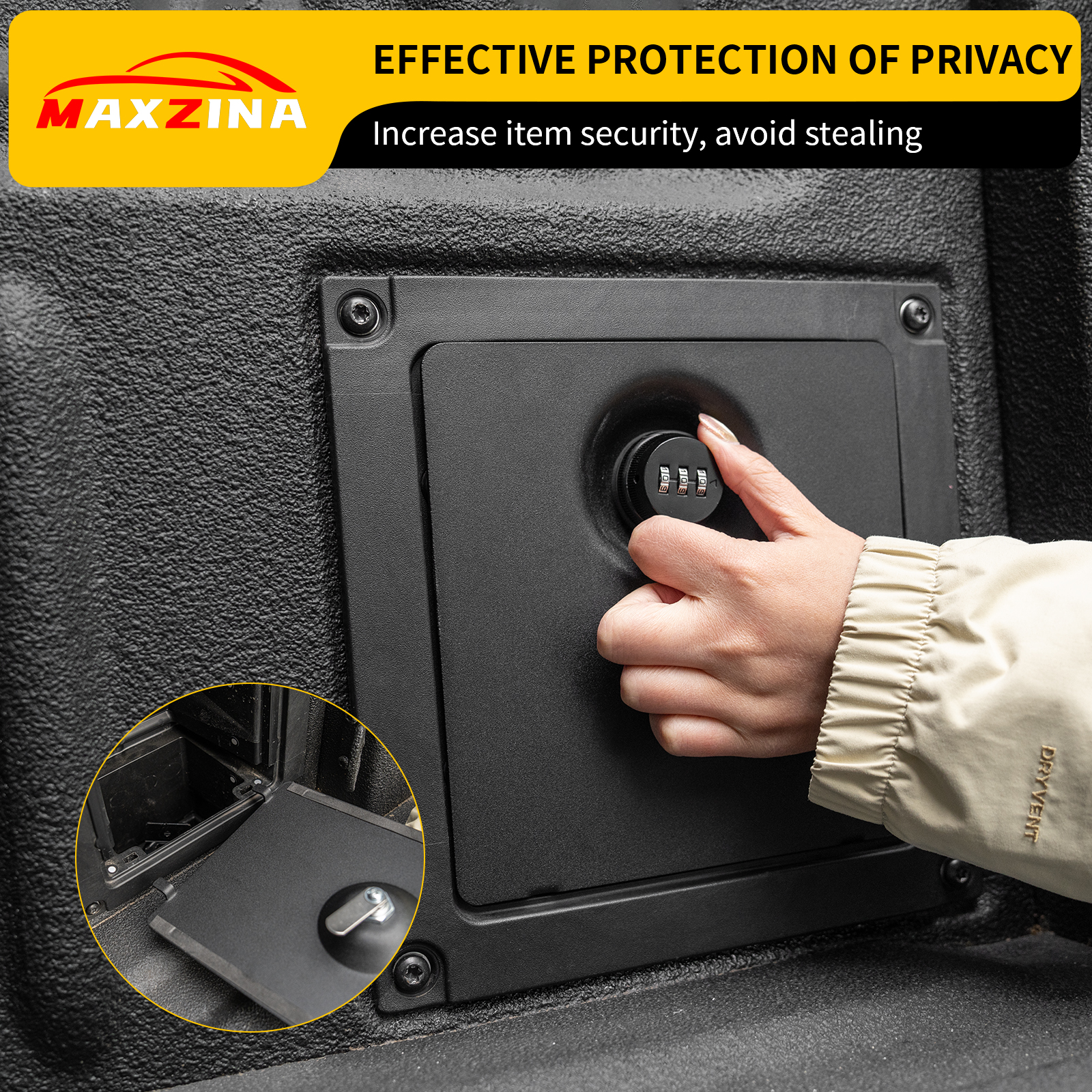 Maxzina Truck Security Lock Cover Compatible with 2024 2025 Ford F150 Code Locking Security Lid Bed Storage Bin Side Cover with Code Lock for 2024 F-150 Accessories