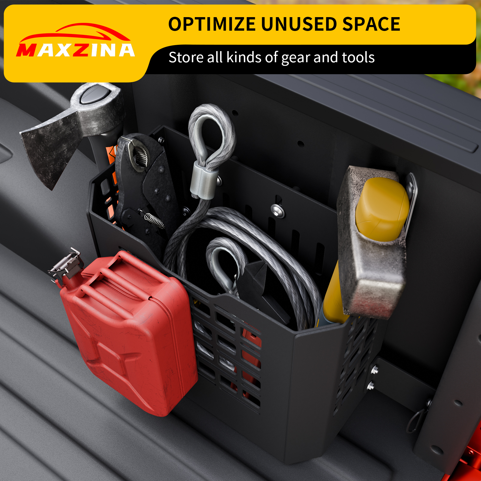 Maxzina Truck Bed Storage Box Compatible with 2015-2025 Ford F150 Pickup Tool Storage Box 22L Side Bed Toolbox Right Passenger Side Heavy-Duty Carbon Steel Toolbox for 2024 F-150 Accessories