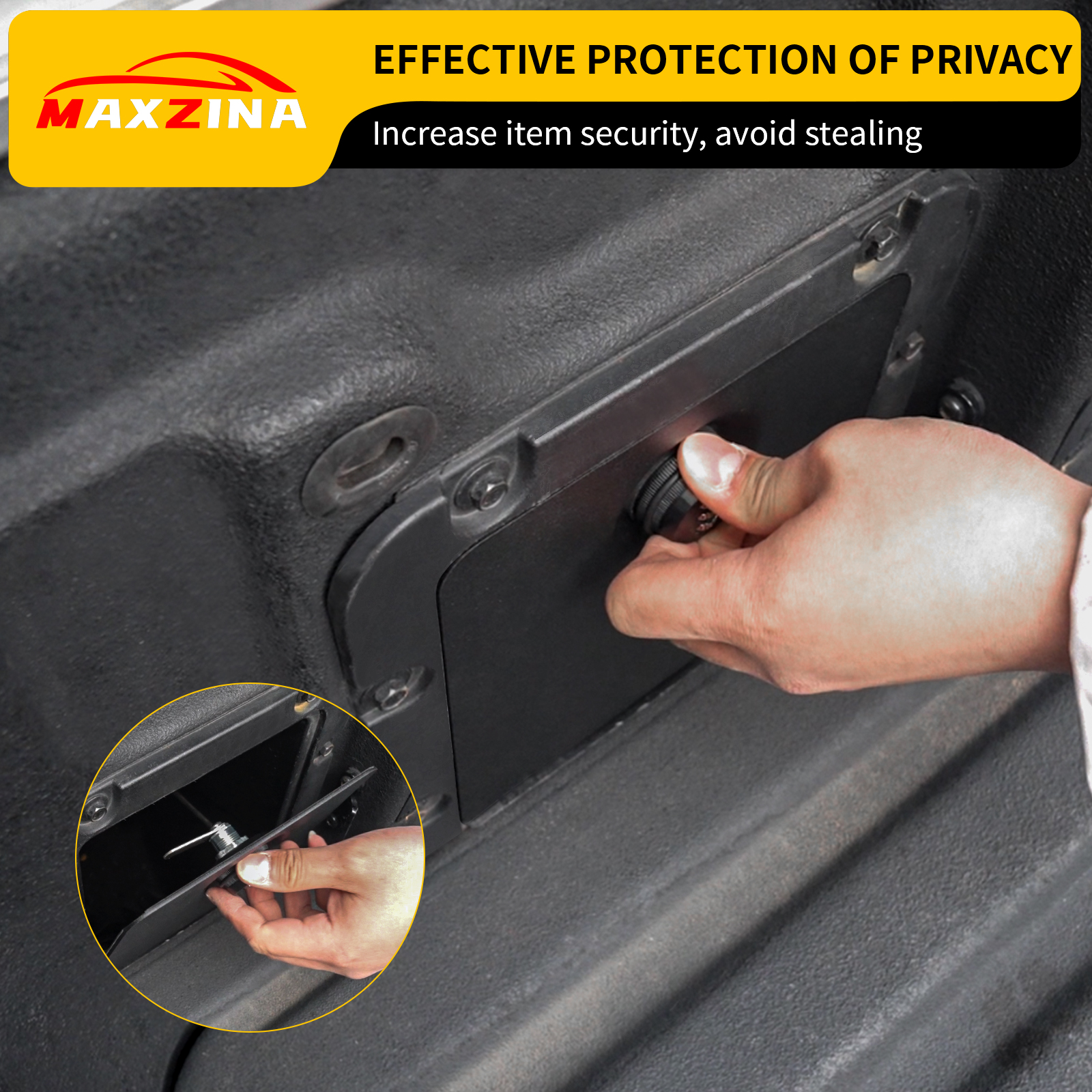 Maxzina Truck Security Lock Cover Compatible with 2022-2025 Ford Maverick Code Lock Design Bin Cover Bed Storage Bin Side Cover with Code Lock for 2024 Maverick Accessories