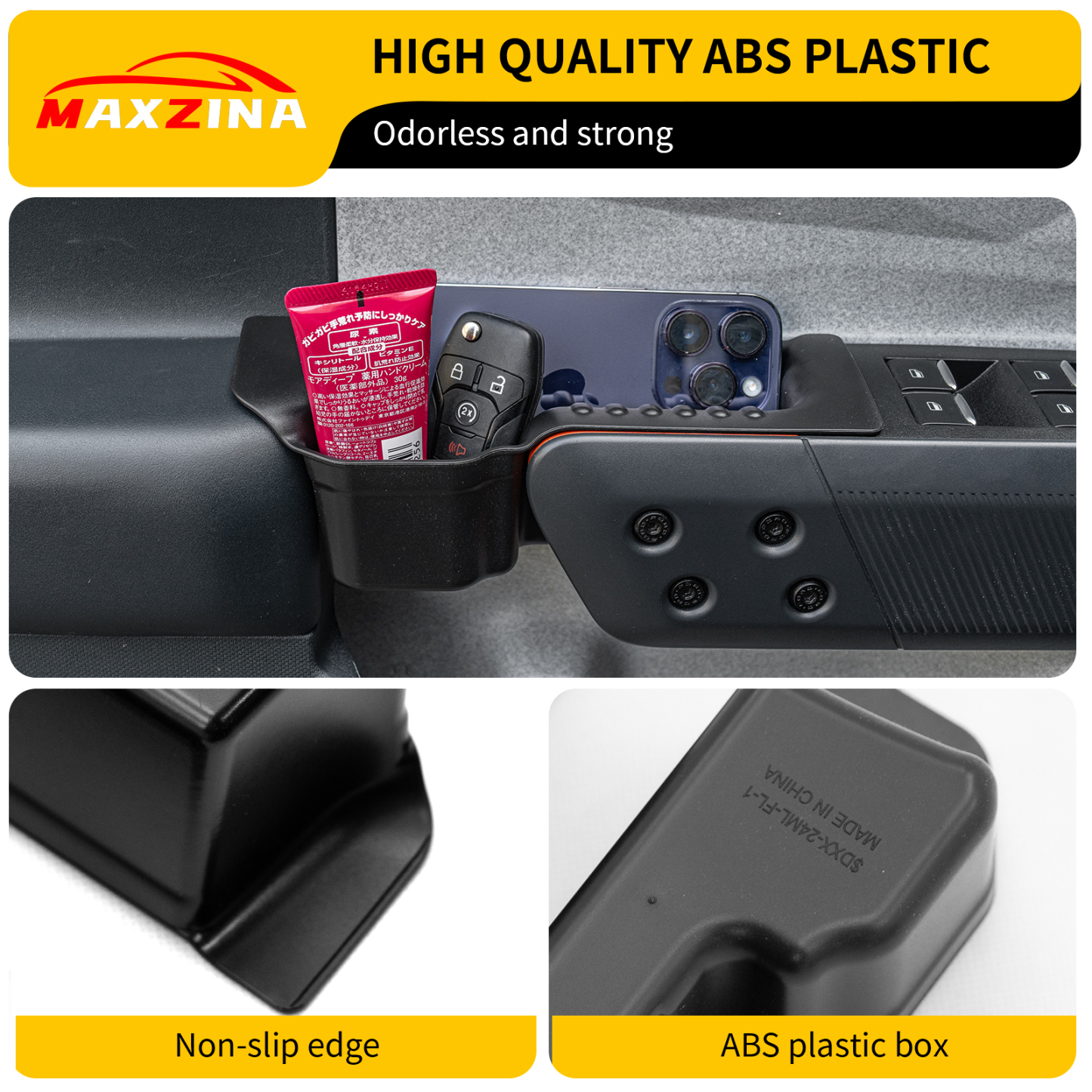 Maxzina Door Handle Storage Compatible with 2022-2025 Ford Maverick ABS Plastic Door Side Storage Tray with PVC Pads Side Organizer