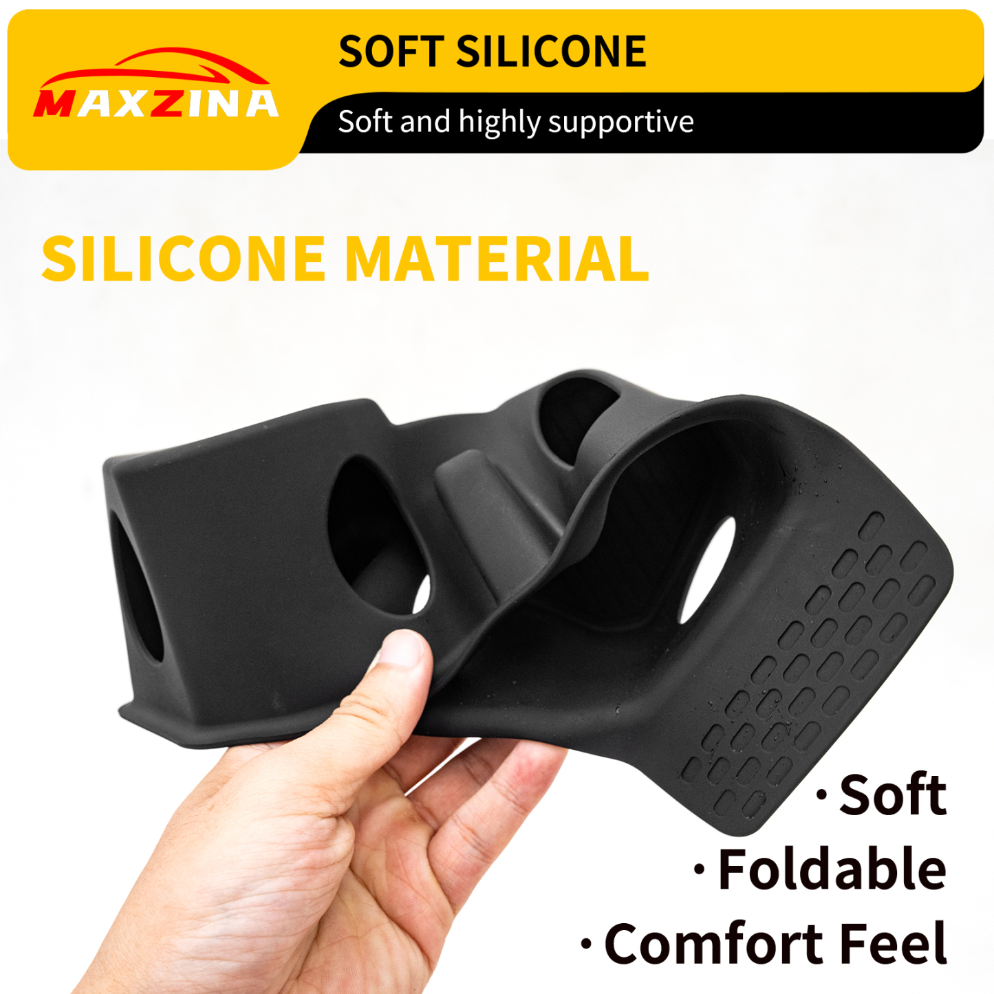 Maxzina Cup Holder Compatible with 2018-2026 Jeep Gladiator JT & Wrangler JL JLU 4XE Insert Center Console Cup Holder Soft Silicone Black Bottle Holder Interior Decoration 2025 Gladiator Accessories