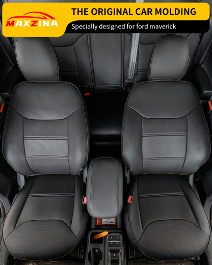 Maxzina 2022 2023 2024 2025 Ford Maverick Seat Cover Interior Protectors PU Leather Black 