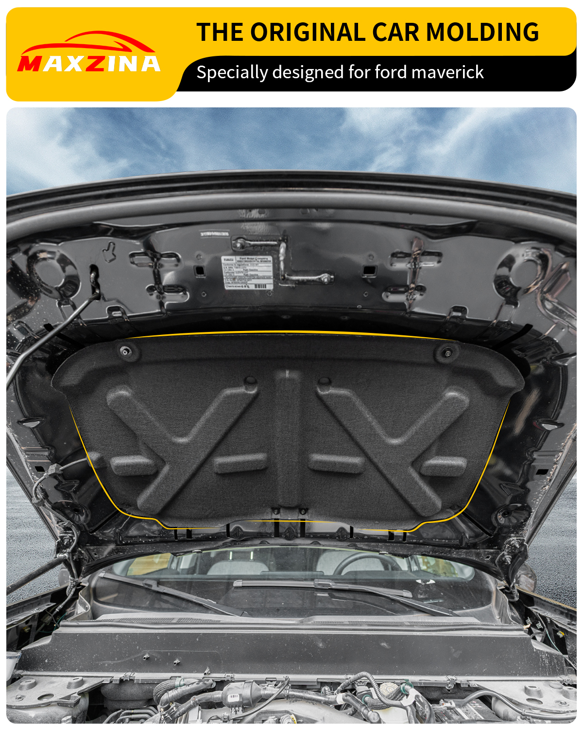 Maxzina 2022 2023 2024 2025 Ford Maverick Soundproof Mat Engine Hood Heat Insulation Shield Sound Protective Pad