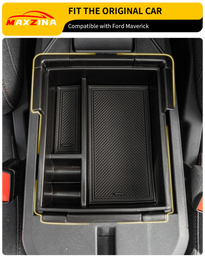 Maxzina 2022 2023 2024 2025 Ford Maverick Center Console Organizer ABS Plastic Armrest Storage Box with Silicone Pad 