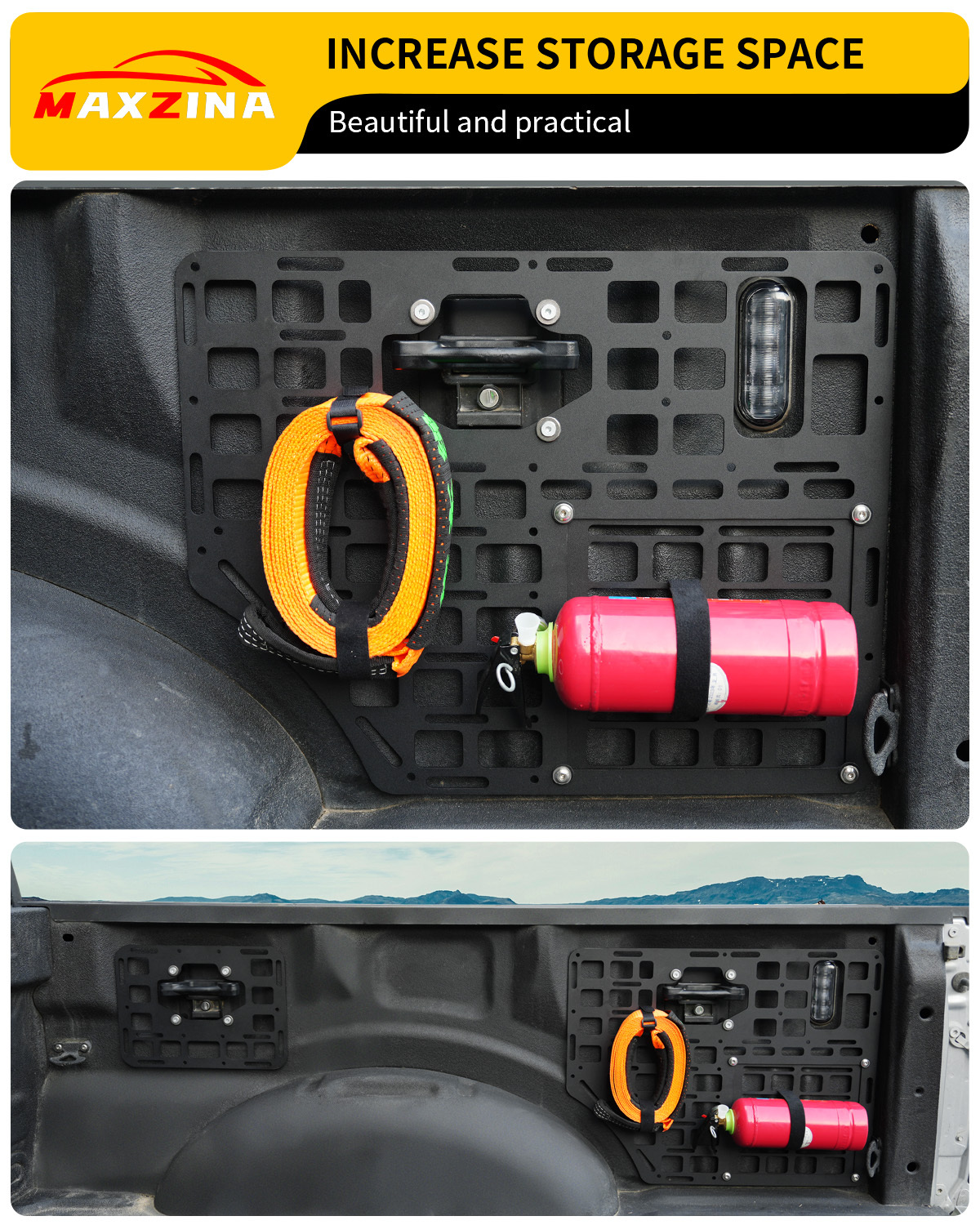 Maxzina Side Bed Panel Compatible with 2015-2025 Ford F150 Side Molle Panel Truck Bed Panel Rear Cargo Storage Shelf Replacement