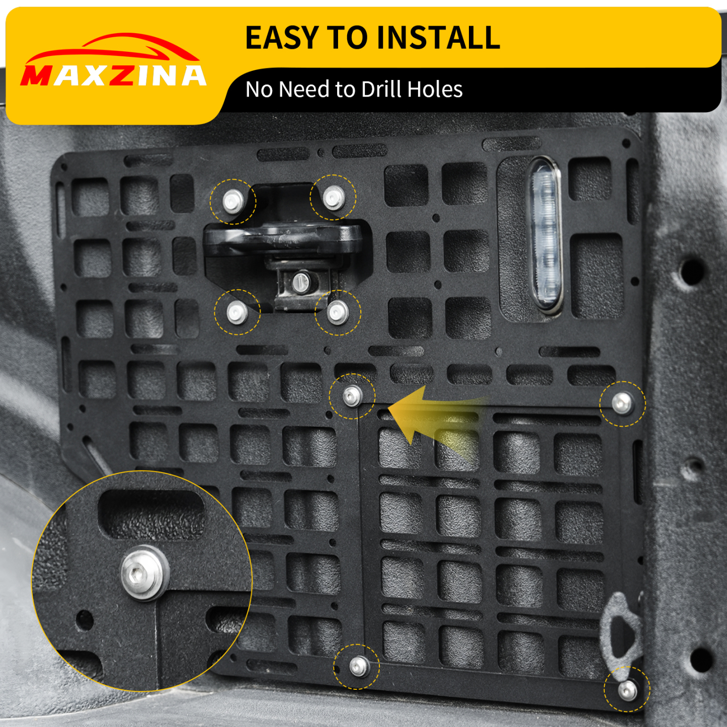 Maxzina Side Bed Panel Compatible with 2015-2025 Ford F150 Side Molle Panel Truck Bed Panel Rear Cargo Storage Shelf Replacement