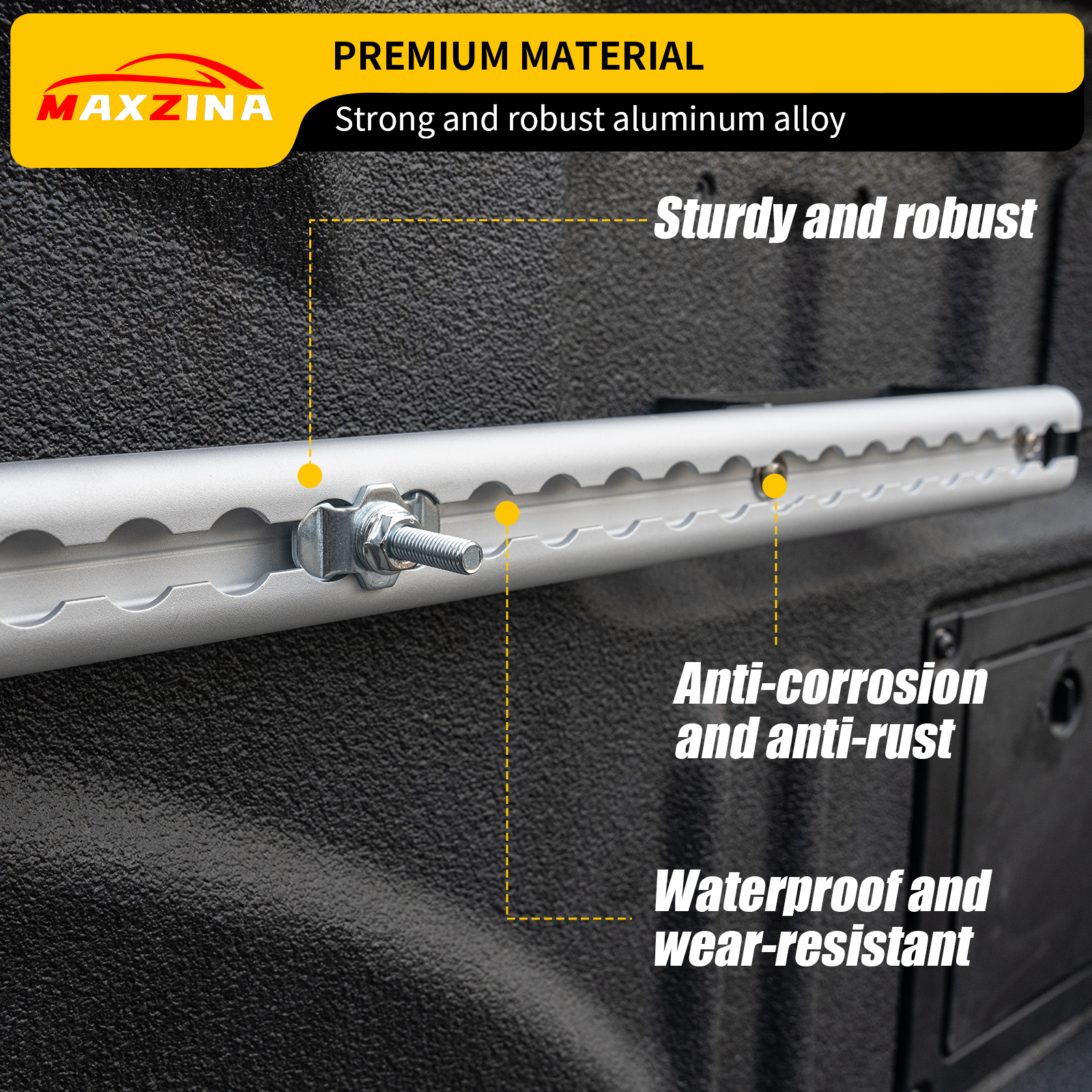 Maxzina Trail Rail System Compatible with 2015-2025 Ford F150 L-Track Side Rail Track Aluminum Alloy Silver Cargo Management Truck Bed Rail Tie Down System