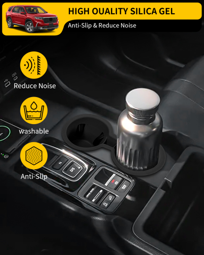 Maxzina Cup Holder Compatible with 2023-2025 Honda Pilot Car Center Console Cup Holder Silicone Insert Storage Box Interior Armrest Organizer for 2024 2025 Honda Ridgeline&Passport Accessories (Black)