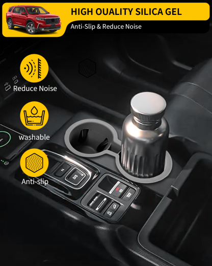 Maxzina Cup Holder Compatible with 2023-2025 Honda Pilot Car Center Console Cup Holder Silicone Insert Storage Box Interior Armrest Organizer for 2024 2025 Honda Ridgeline&Passport Accessories (Black)