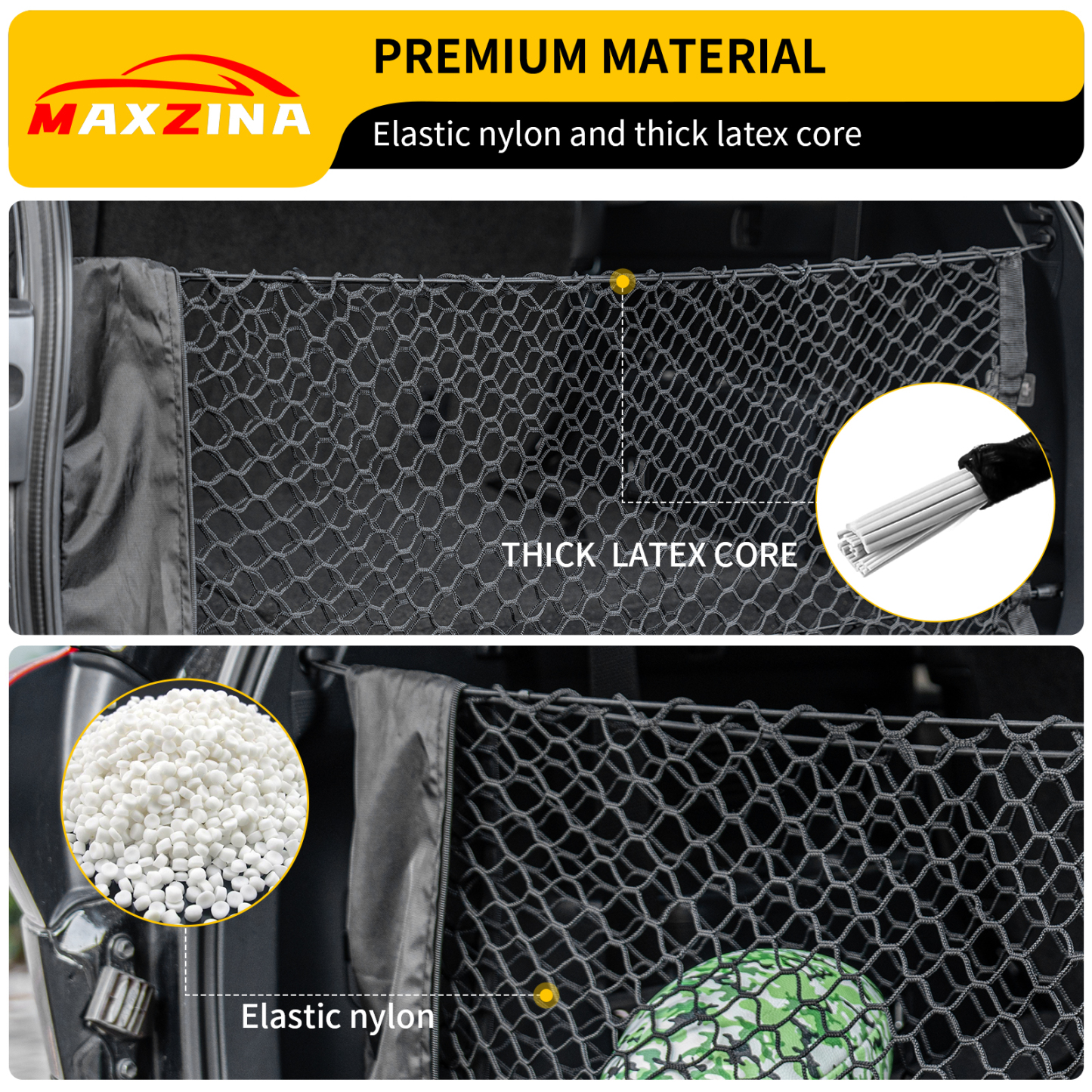 Maxzina Cargo Net Compatible with 2023-2025 Honda Pilot Truck Bed Cargo Net 3.28'×1.05' Double Layer Envelope Style Dense Mesh Trunk Organizer