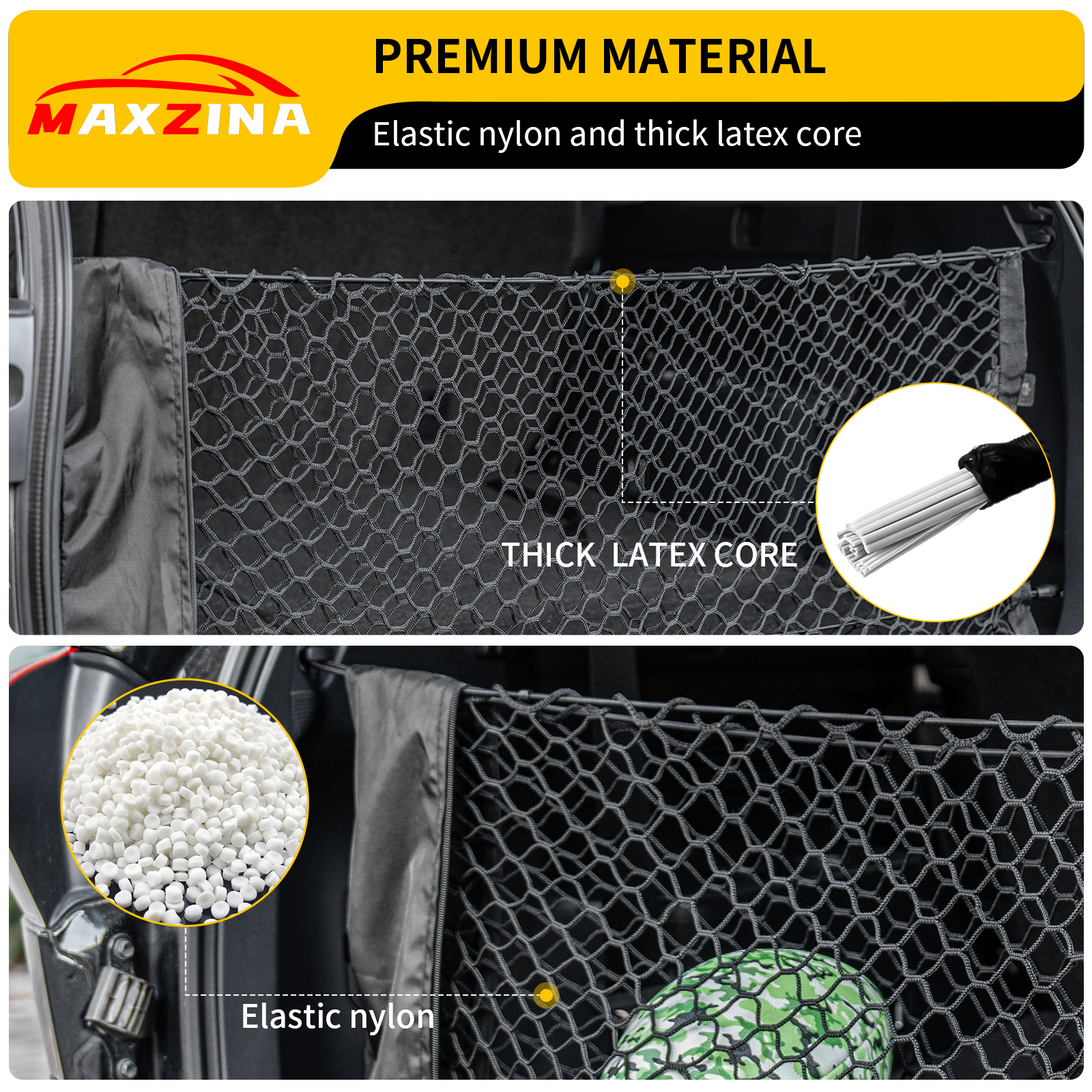 Maxzina Cargo Net Compatible with 2023-2025 Honda Pilot Truck Bed Cargo Net 3.28'×1.05' Double Layer Envelope Style Dense Mesh Trunk Organizer